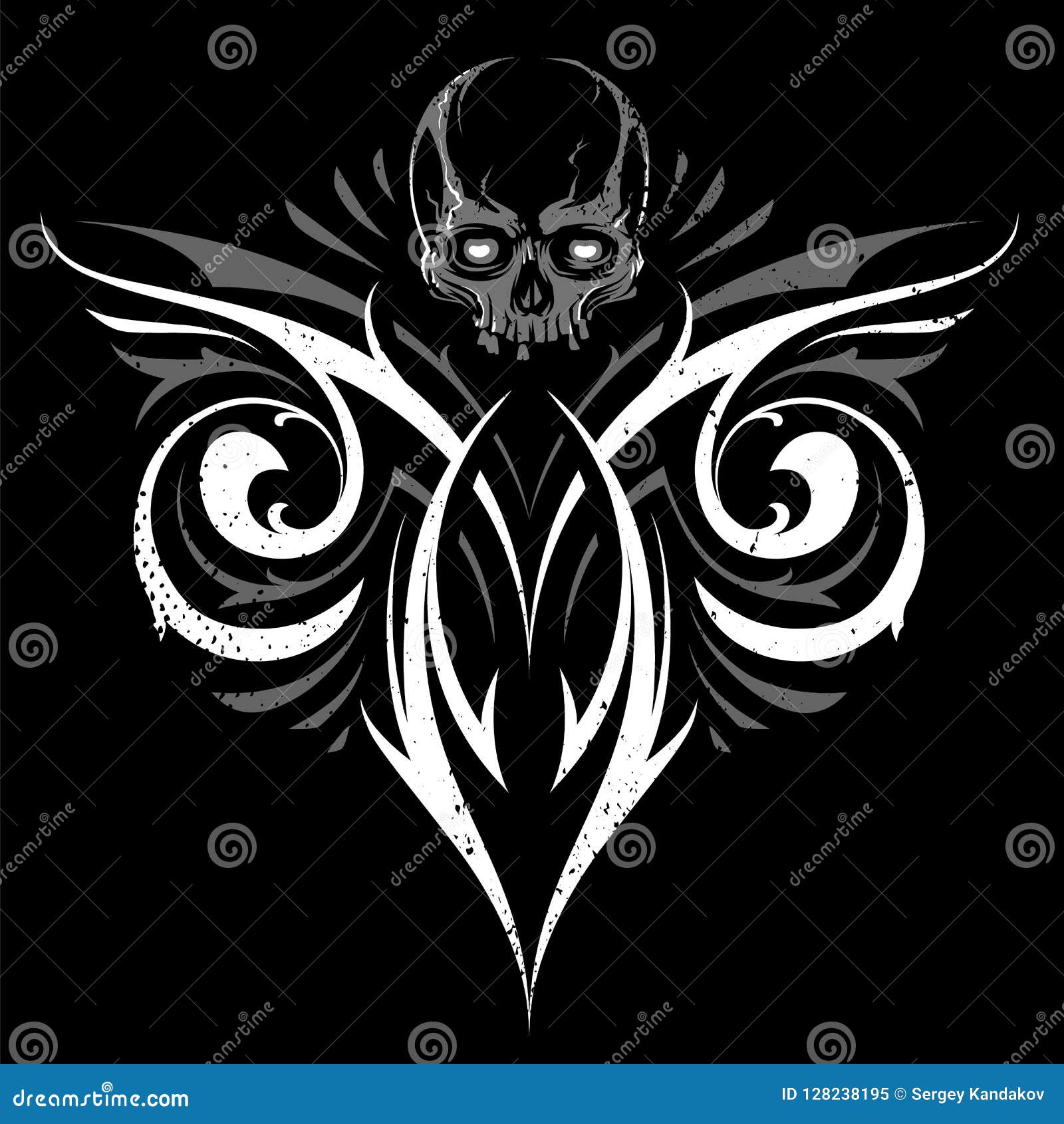 Gothic Abstract Ornament with Skull Stock Vector - Illustration of ...