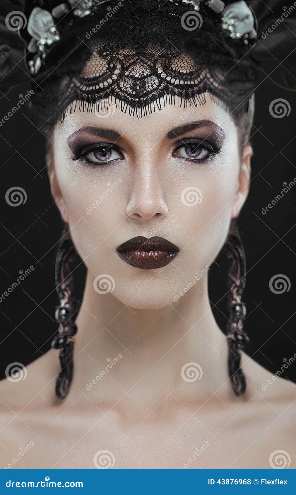 Gothic Black Beauty Makeup Portrait Stock Photo - Image of creative ...