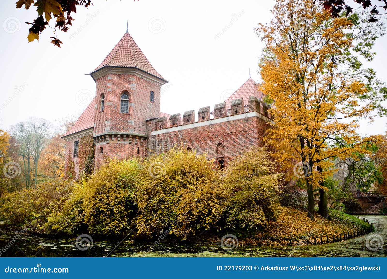 gothic castle in oporow, poland