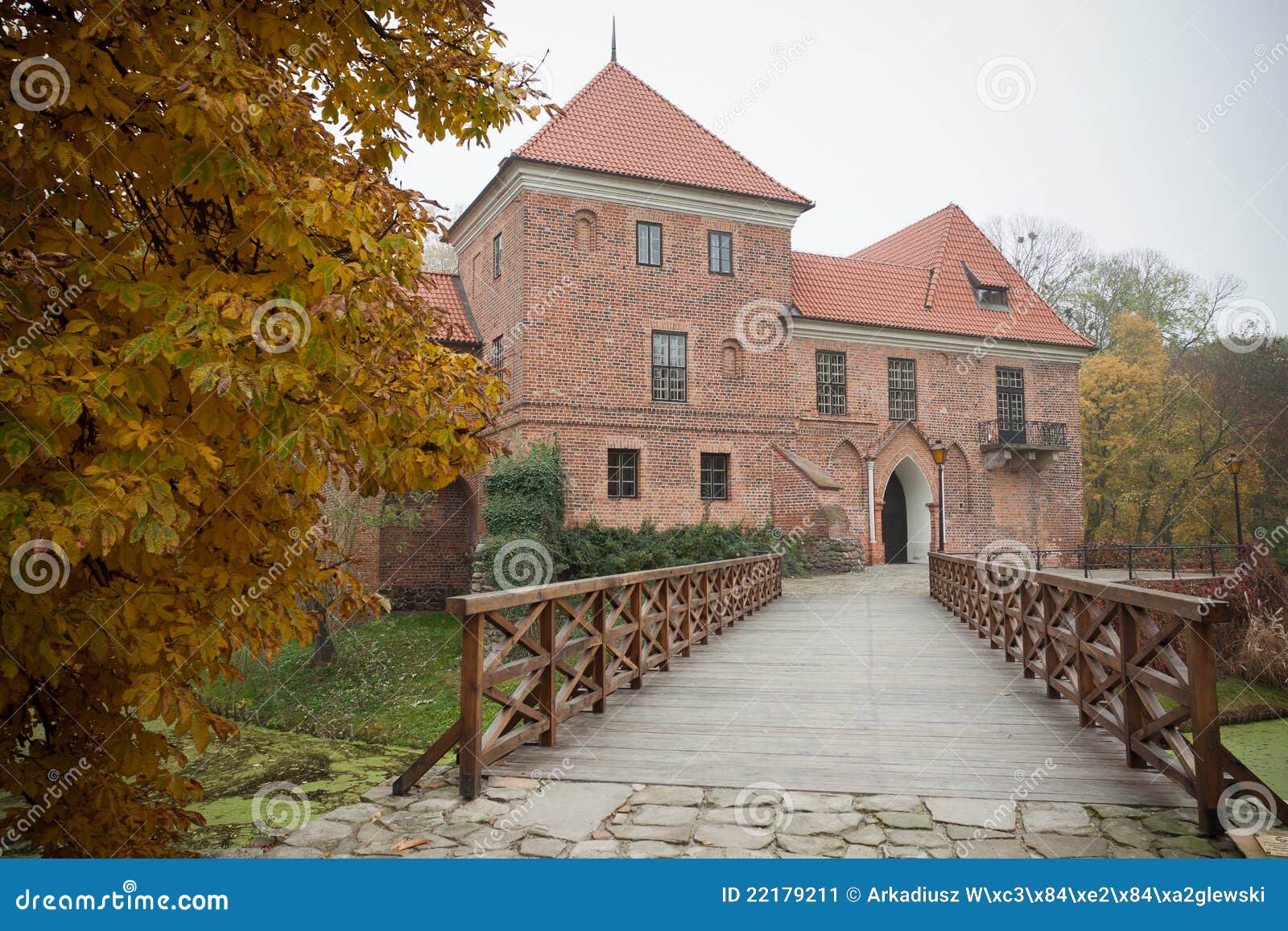 gothic castle in oporow, poland