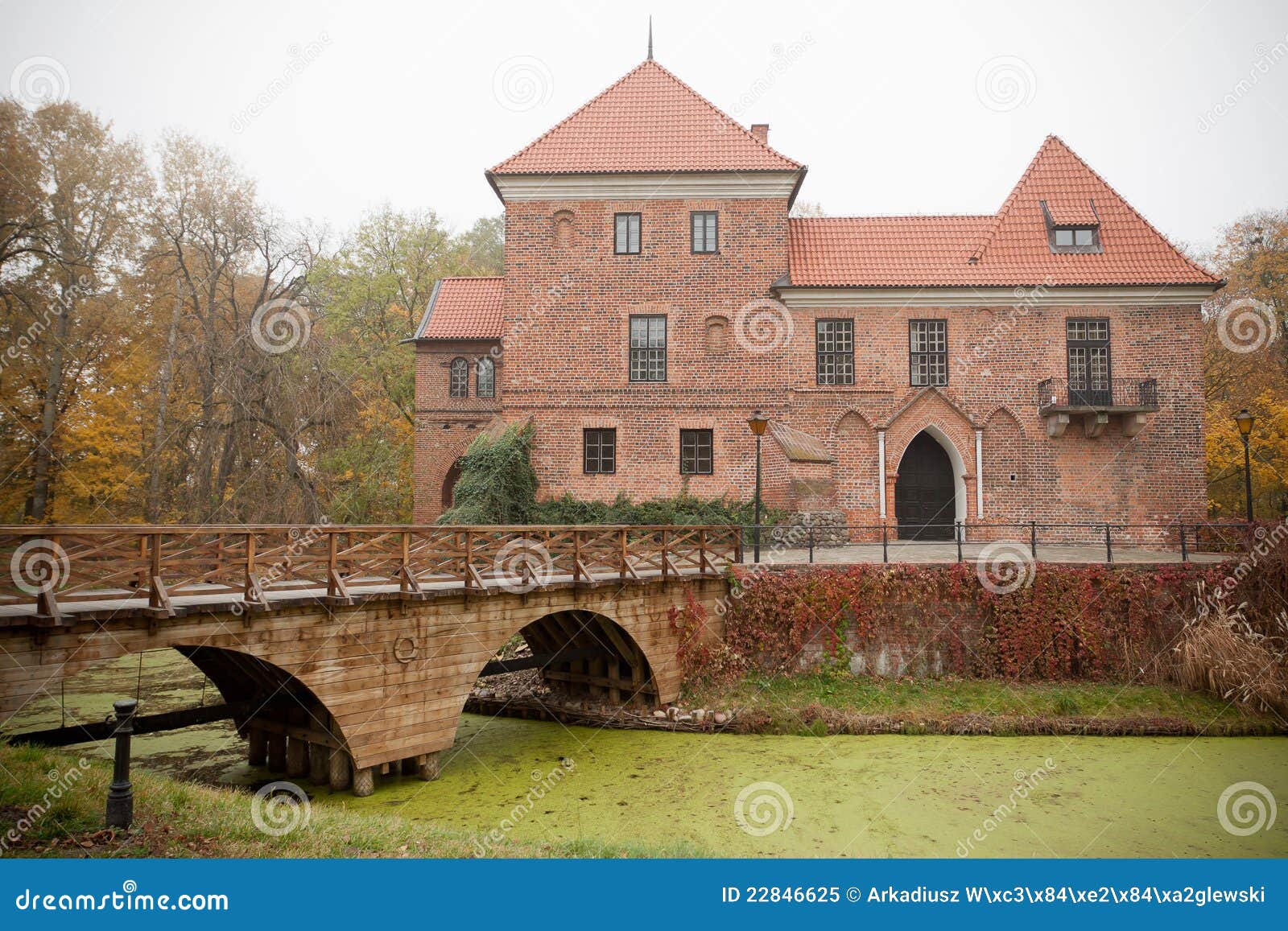 gothic castle in oporow, poland