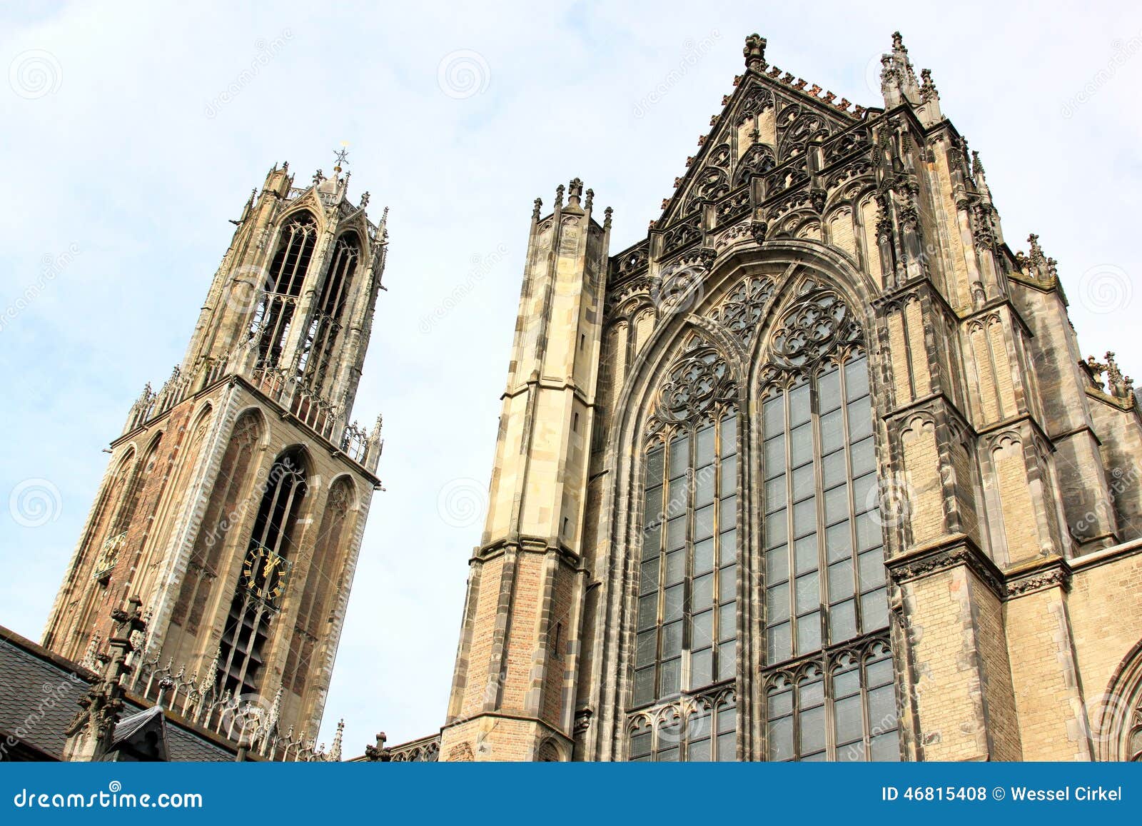 Gothic Dom Tower and Church, Utrecht, Netherlands Stock Photo - Image