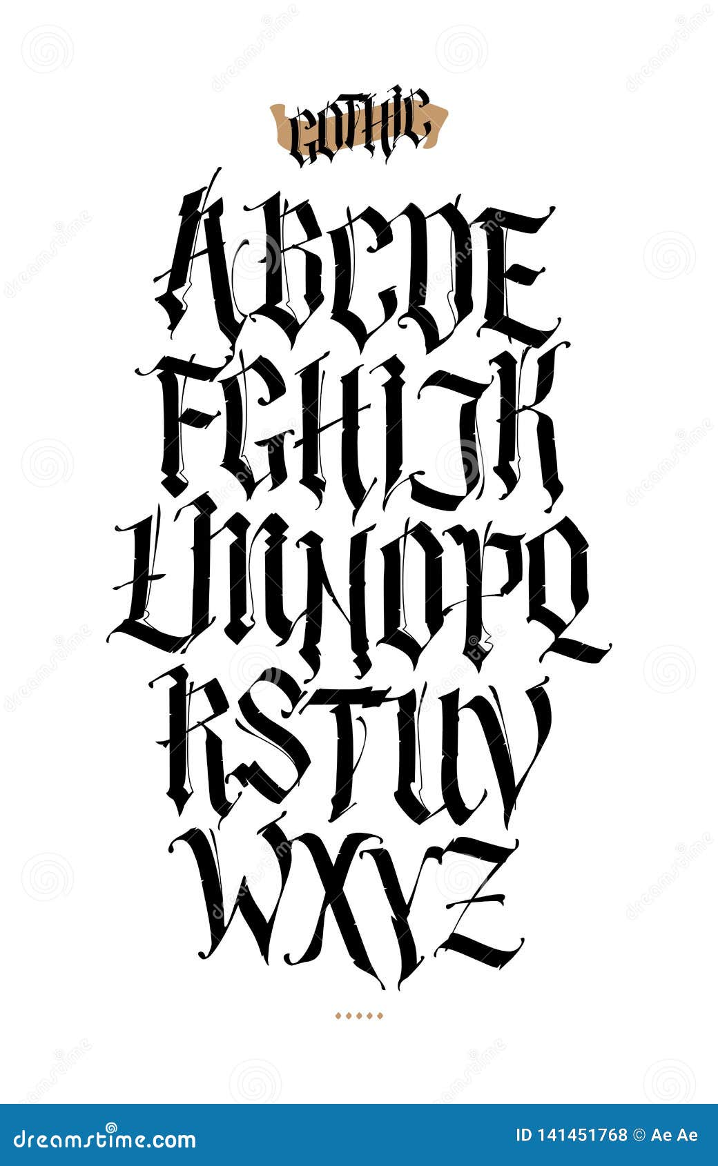 Gothic, English Alphabet. Vector Set. Font for Tattoo, Personal and ...
