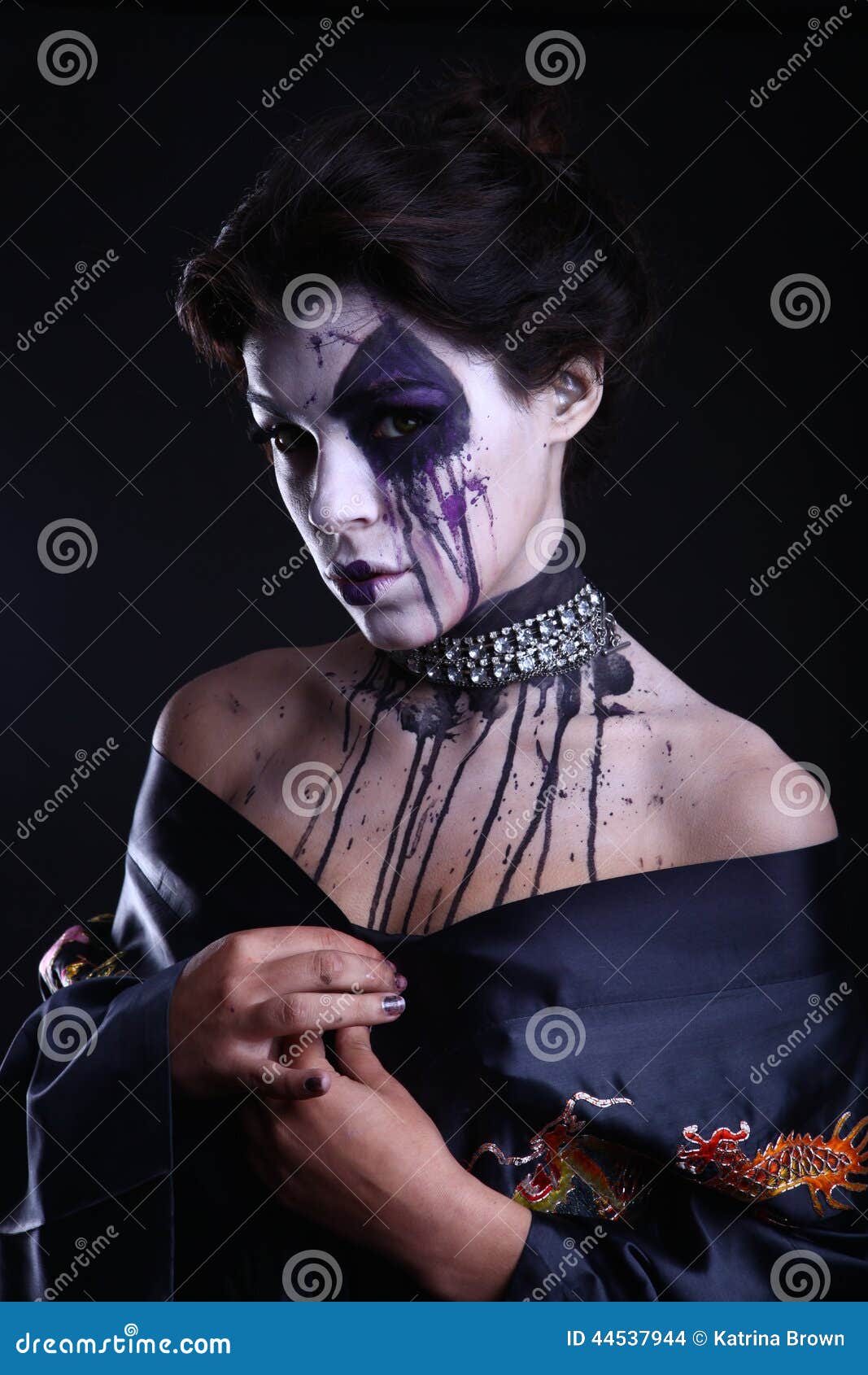 Gothic Expressive Girl on Plain Background Stock Photo - Image of scary ...