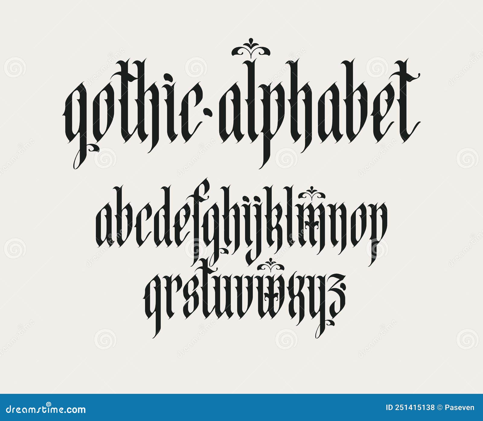 Pattern ornament in the Gothic style Vector Alphabet Symbols are black  on a white background Calligraphy and lettering Medieval Latin letters  Logo for the company Set Elegant font for tattoo 5653912 Vector