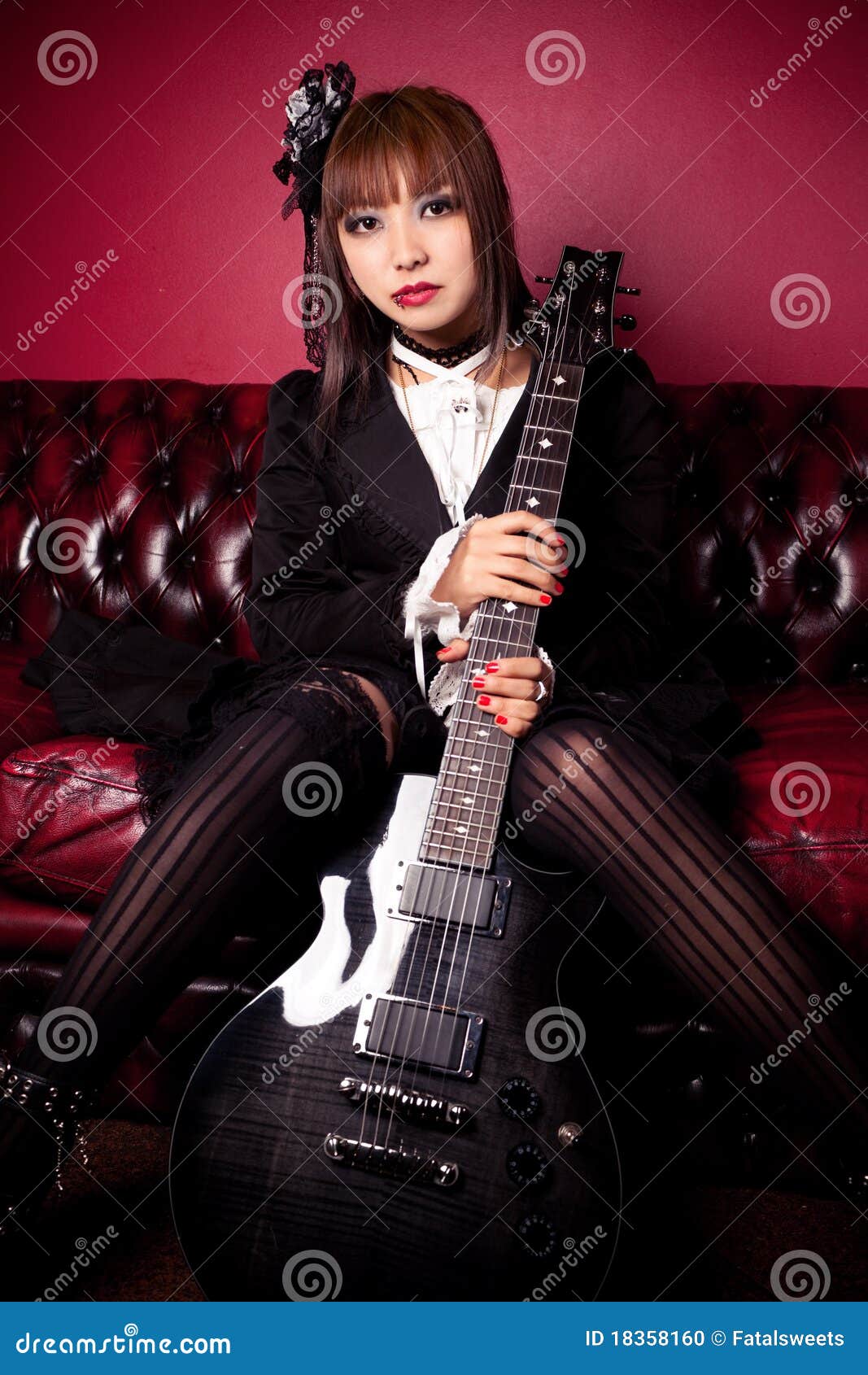 Gothic Guitar Queen stock photo. Image of front, girl 18358160