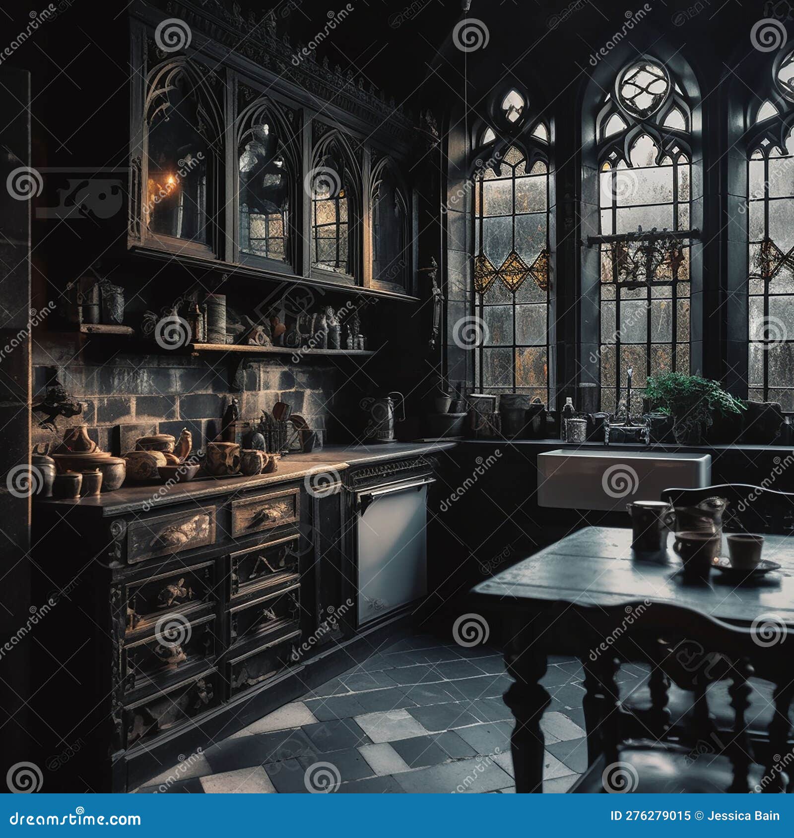 Premium AI Image  gothic style kitchen