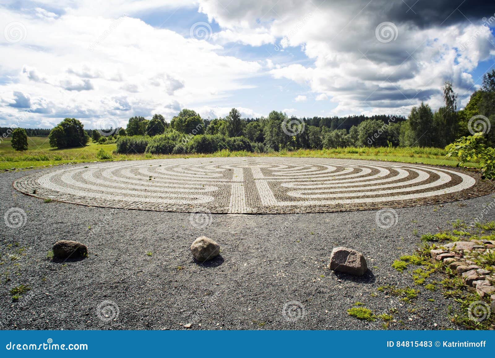 gothic labyrinth from black and white cobble-stones