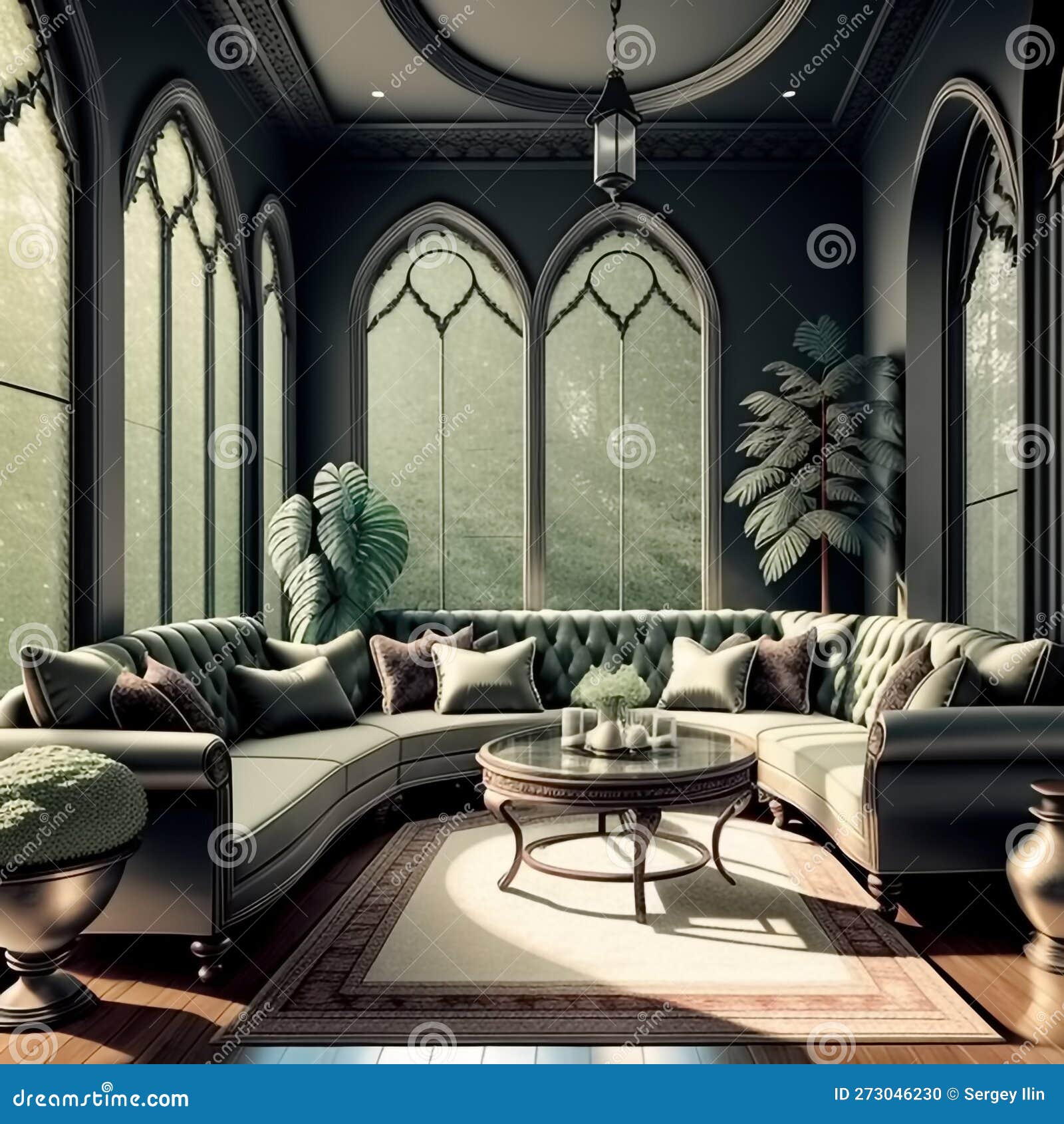 Gothic Living Room. Generative AI Stock Illustration Illustration of