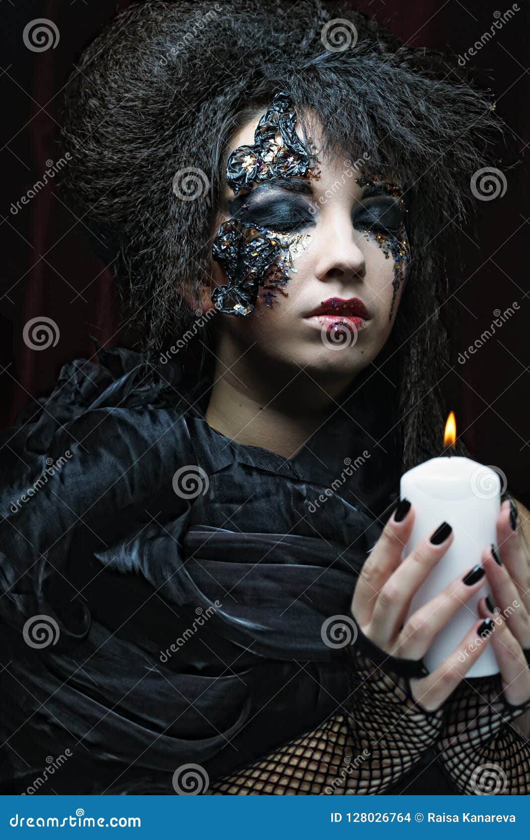 Gothic Portrait of Woman with Candle. Stock Photo - Image of looking ...