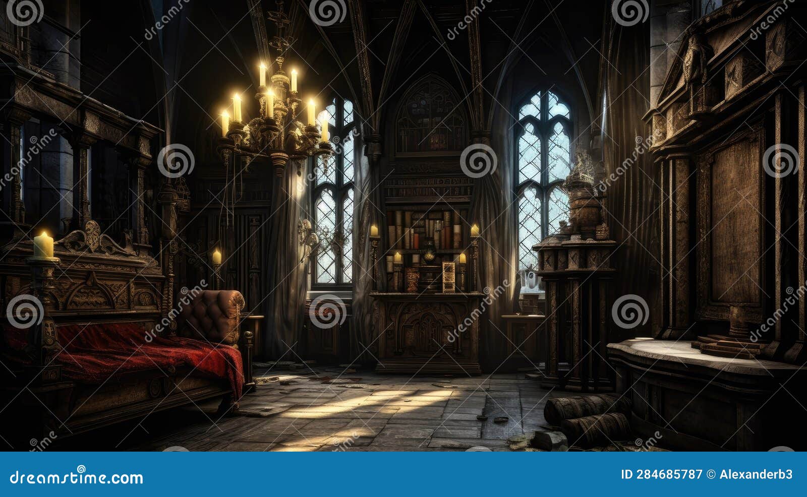Gothic Room Enigma Unveiling the Eerie Charm in Ultra High Resolution 
