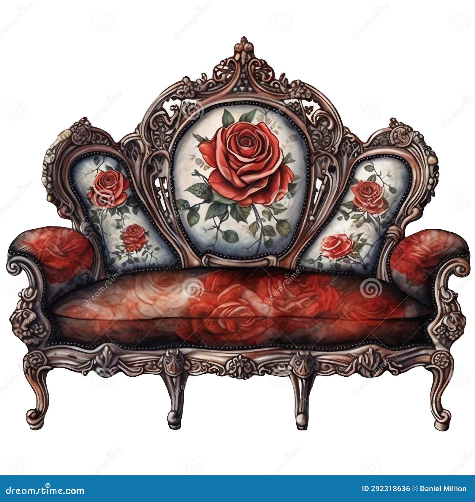 Gothic Sofa Watercolor Illustration Stock Illustration Illustration