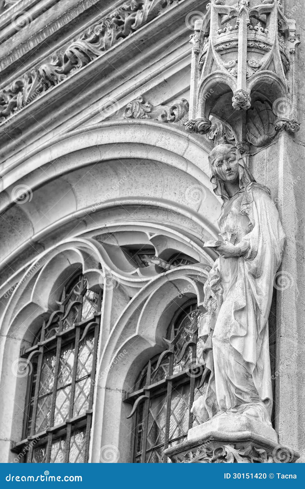 Gothic Statue from Facade of St. Michael and St Stock Photo Image of