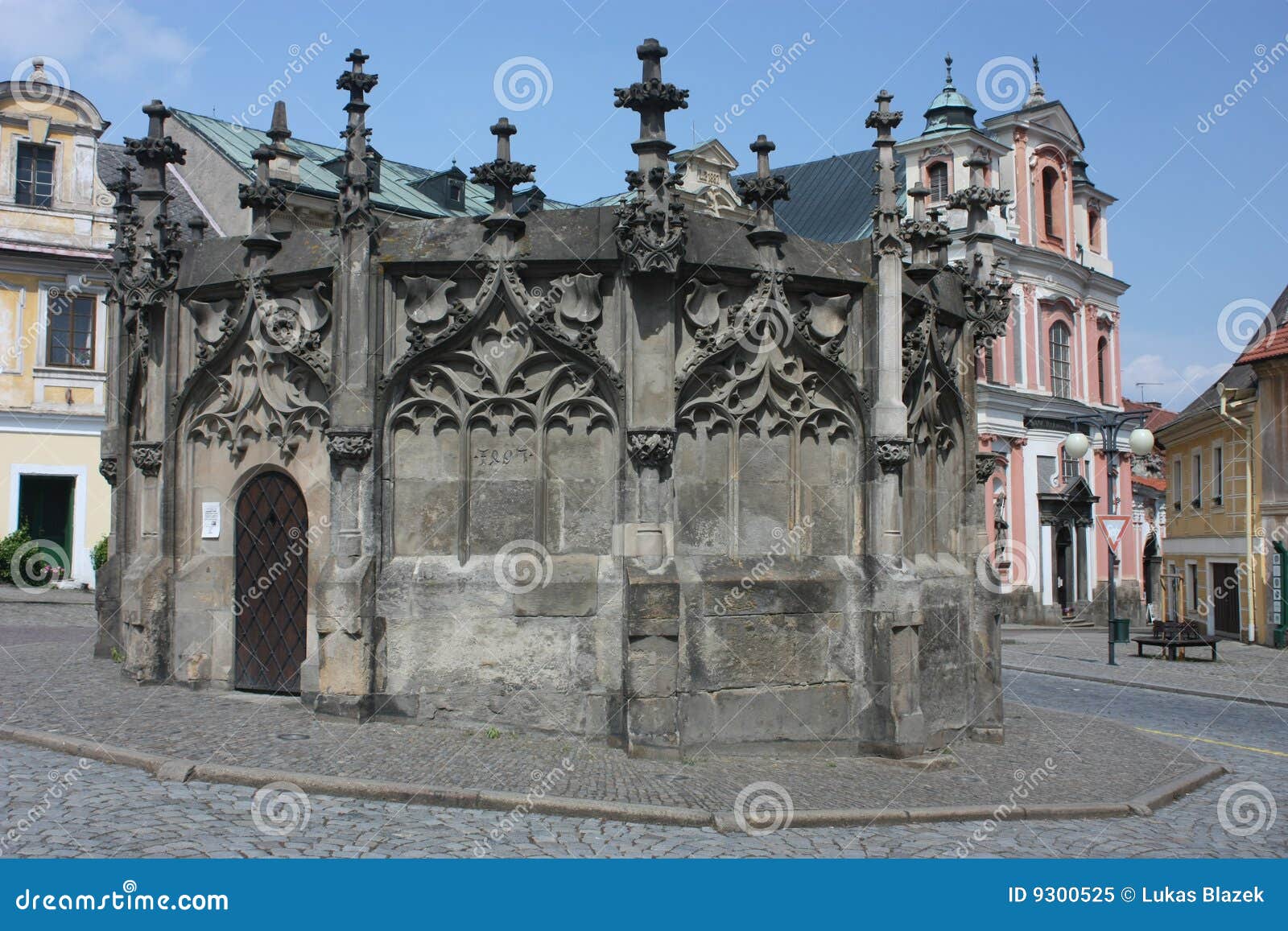 gothic stone fountain in kutna hora