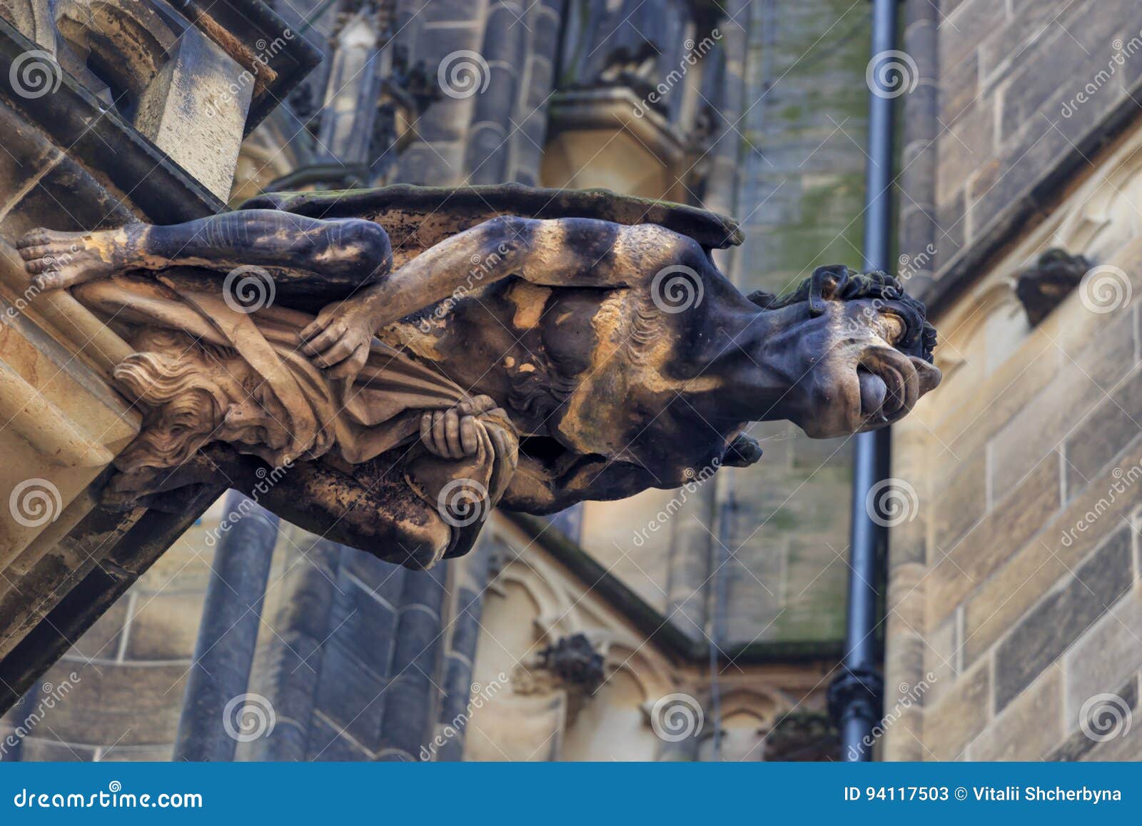 Gothic Style Gargoyle on St Vitus` Cathedral Prague Stock Image Image