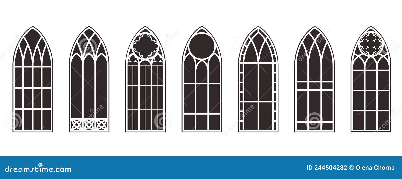 Church Panes Decorated with Colored Mosaic Glass in Different  Shapes.Beautiful Collection of Vitreous Paint Windows with Stock Vector -  Illustration of religious, icon: 277755353