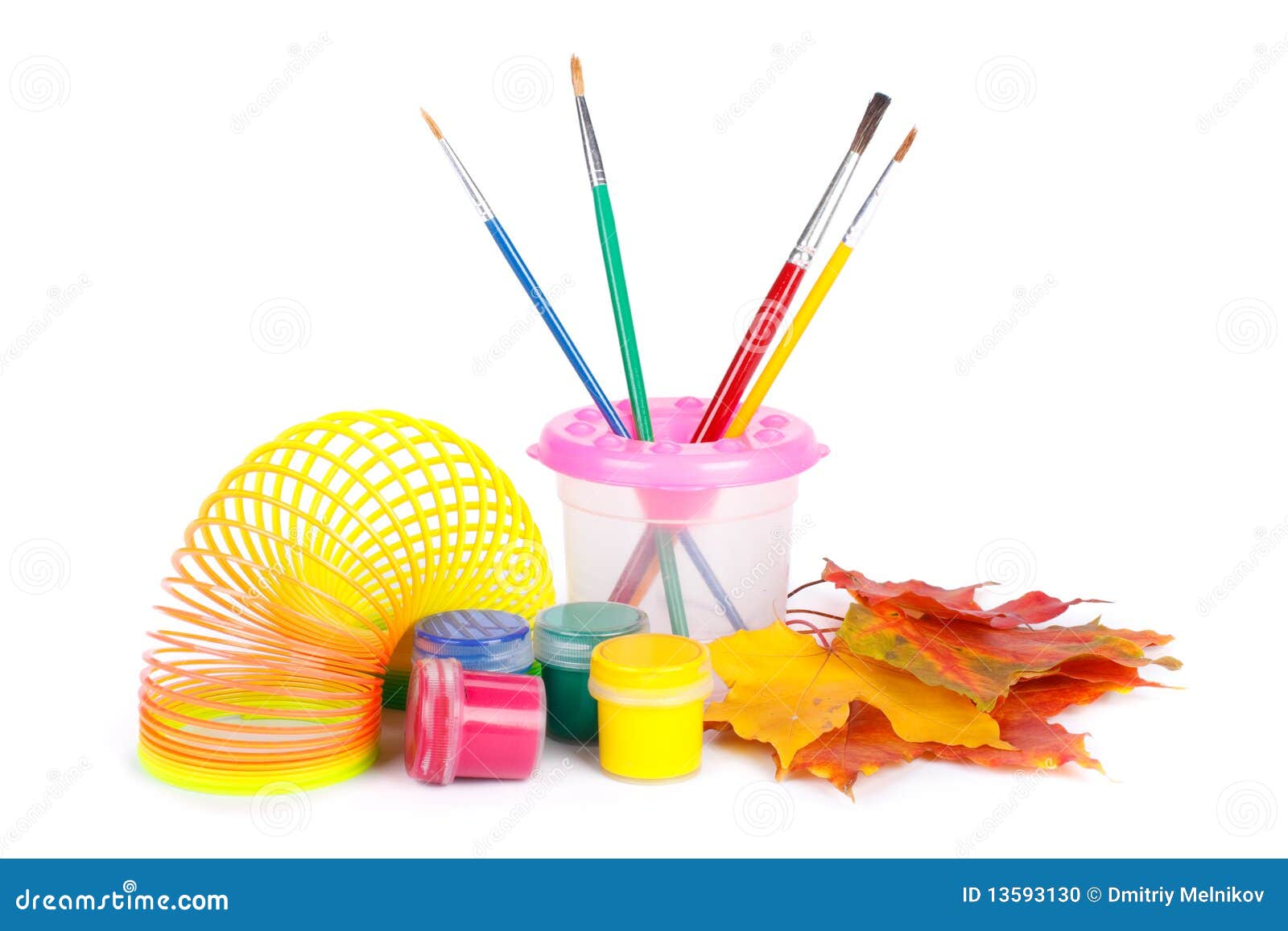 Gouache And Paintbrushes In A Cup Stock Photo Image of object, group