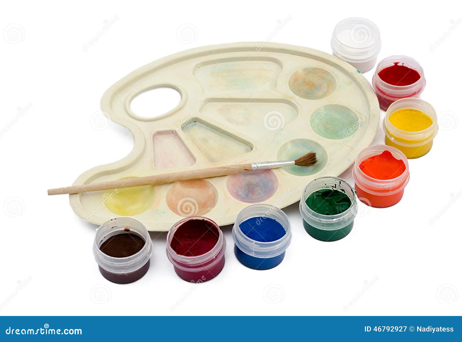 Gouache and palette stock image. Image of gouache, craft - 46792927