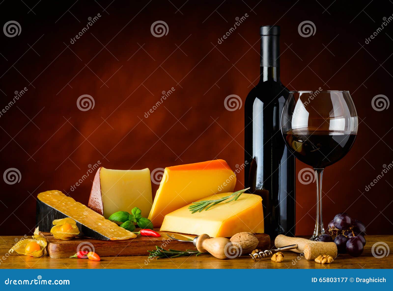 Gouda Cheese and Red Wine stock image. Image of beverage 65803177