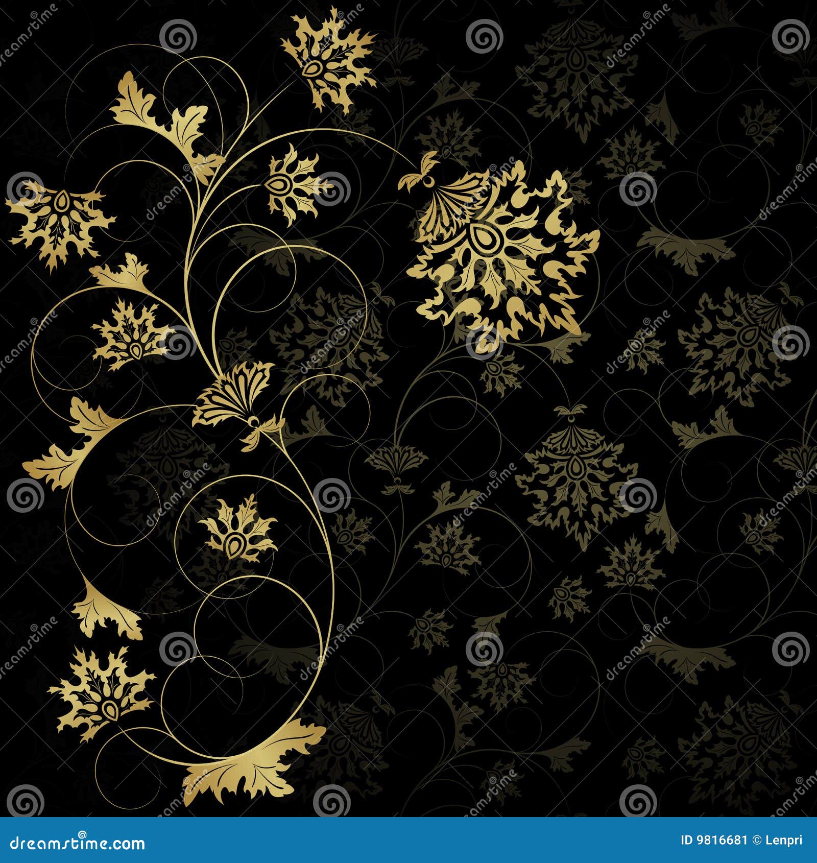 Gouden bloem vector illustratie Illustration of kromme 9816681