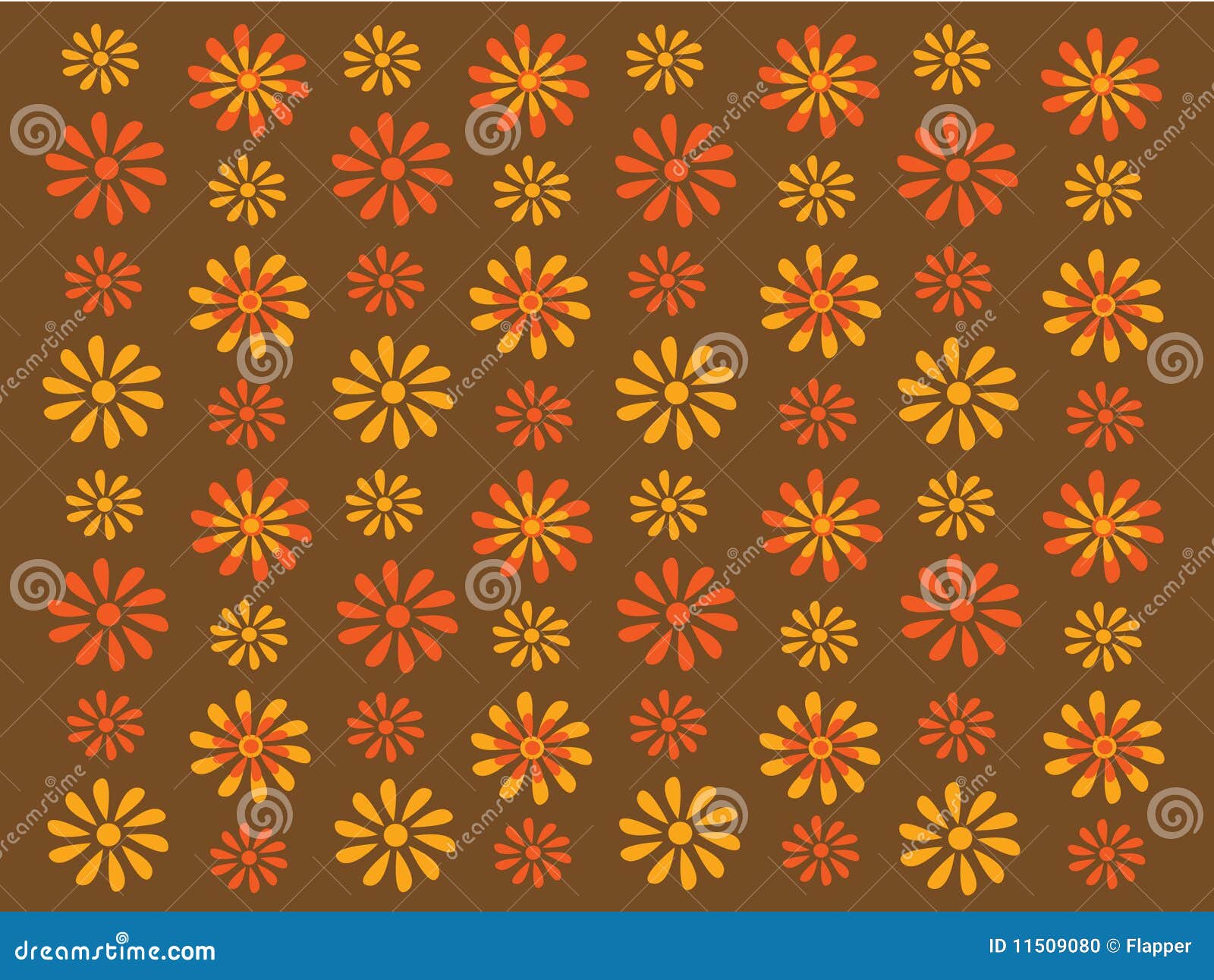 Gouden en oranje retro bloemen op bruine achtergrond stock foto ...