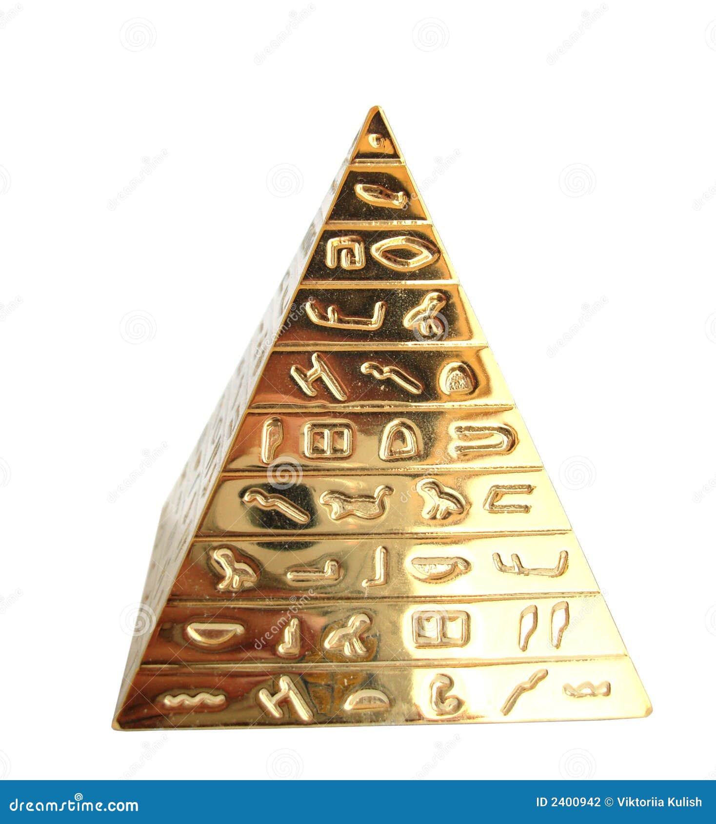 Gouden piramide stock foto. Image of geïsoleerd, monument - 2400942