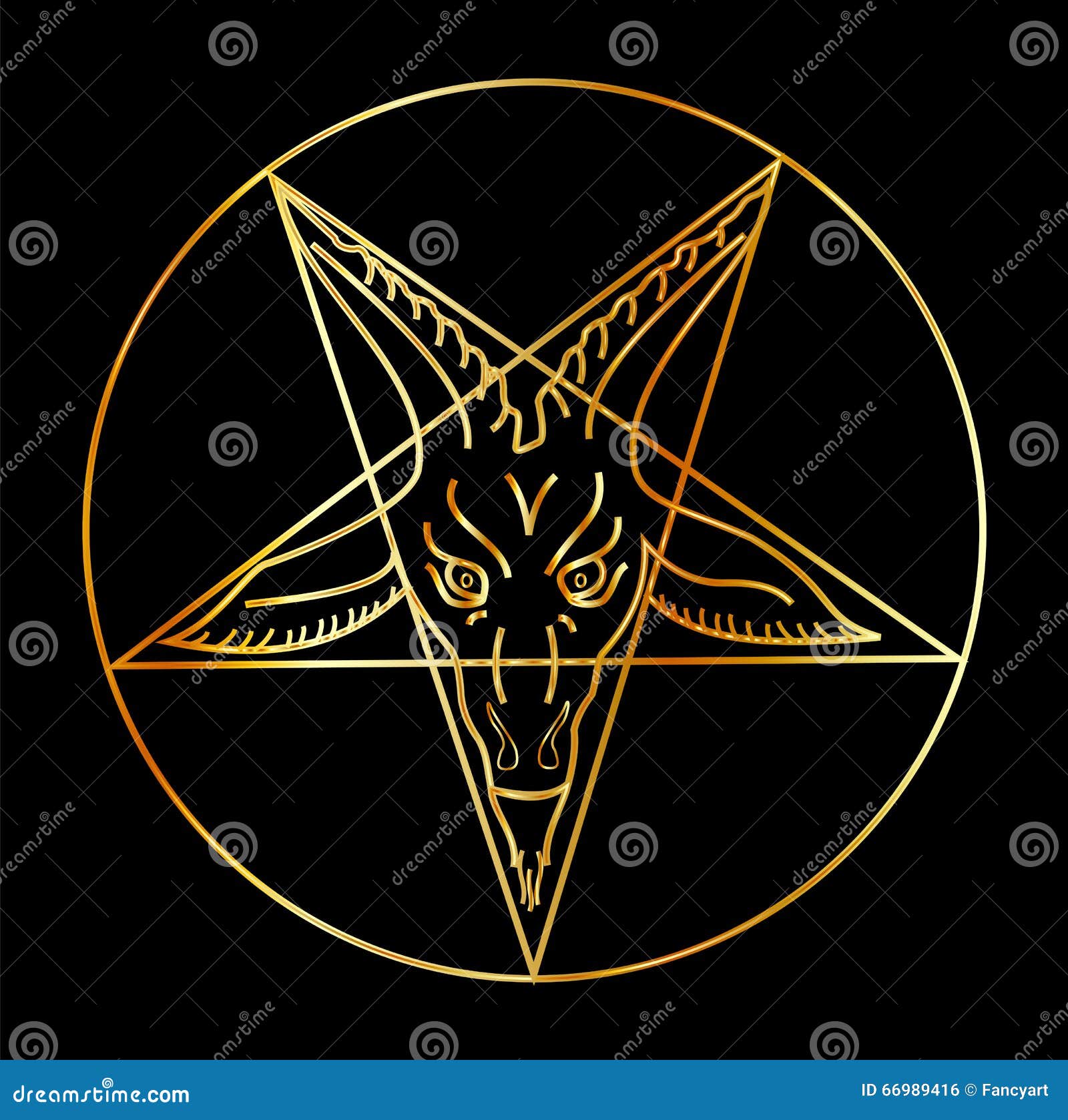 Gouden sigil van Baphomet vector illustratie. Illustration of banshee