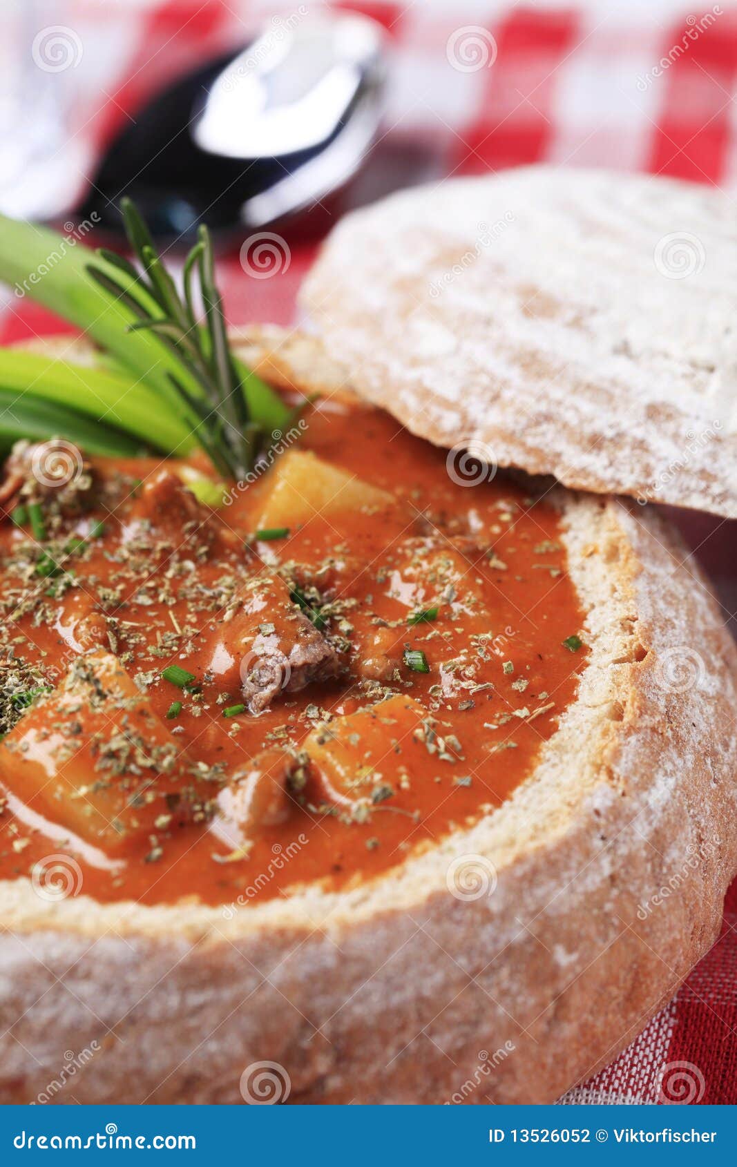 Goulash in a bread bowl stock photo. Image of food, lunch 13526052