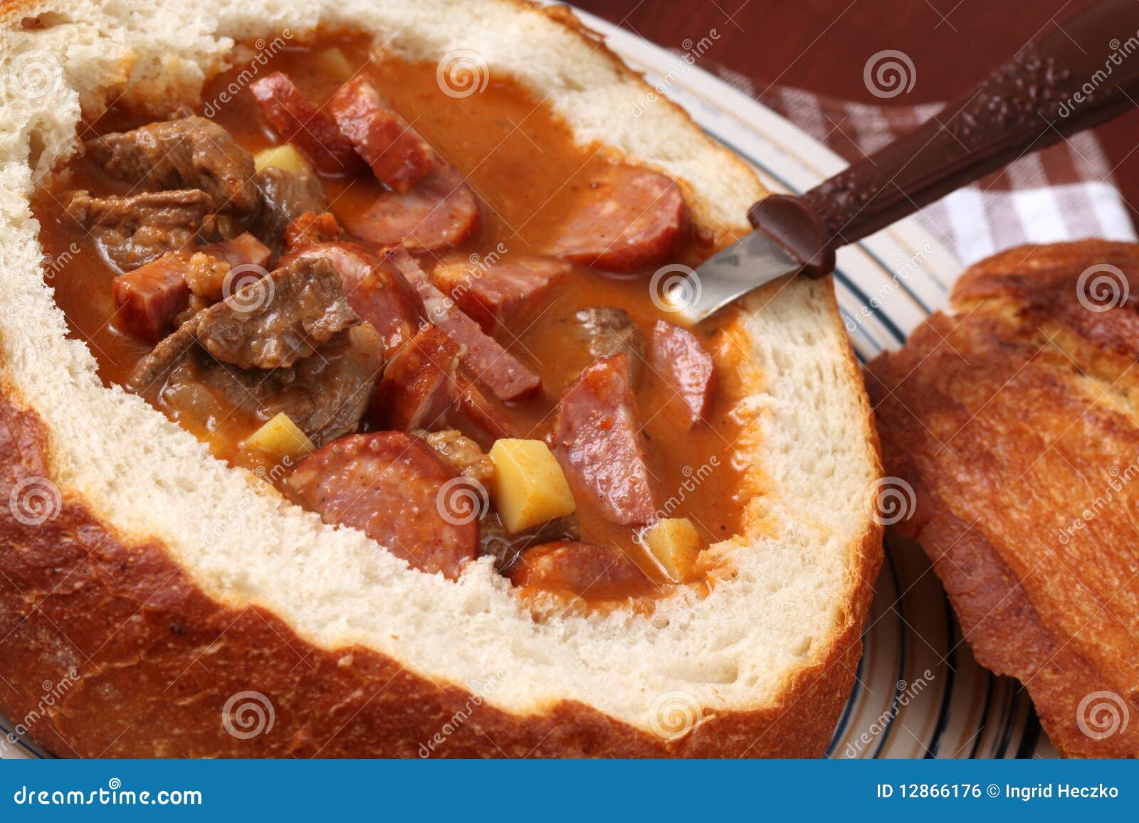 Goulash Soup in a Bread Bowl Stock Photo Image of dinner, warm 12866176