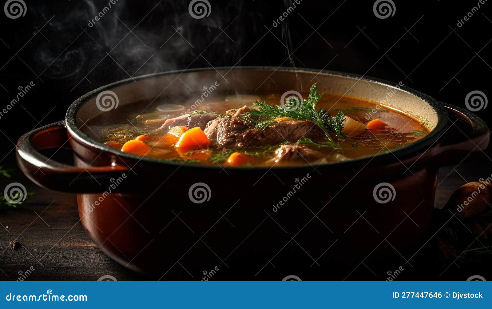 Gourmet Beef Stew Cooked in Rustic Kitchen Generated by AI Stock Illustration Illustration of