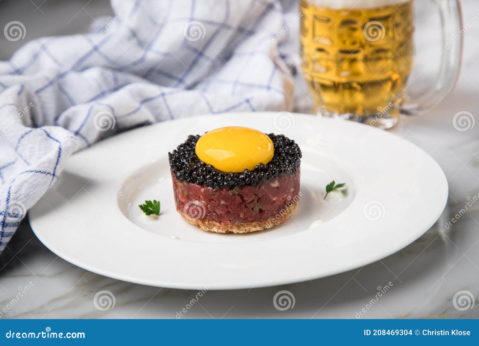 Gourmet Beefsteak Tatar with Lean Raw Beef Filet, Capers, Egg Yolk ...