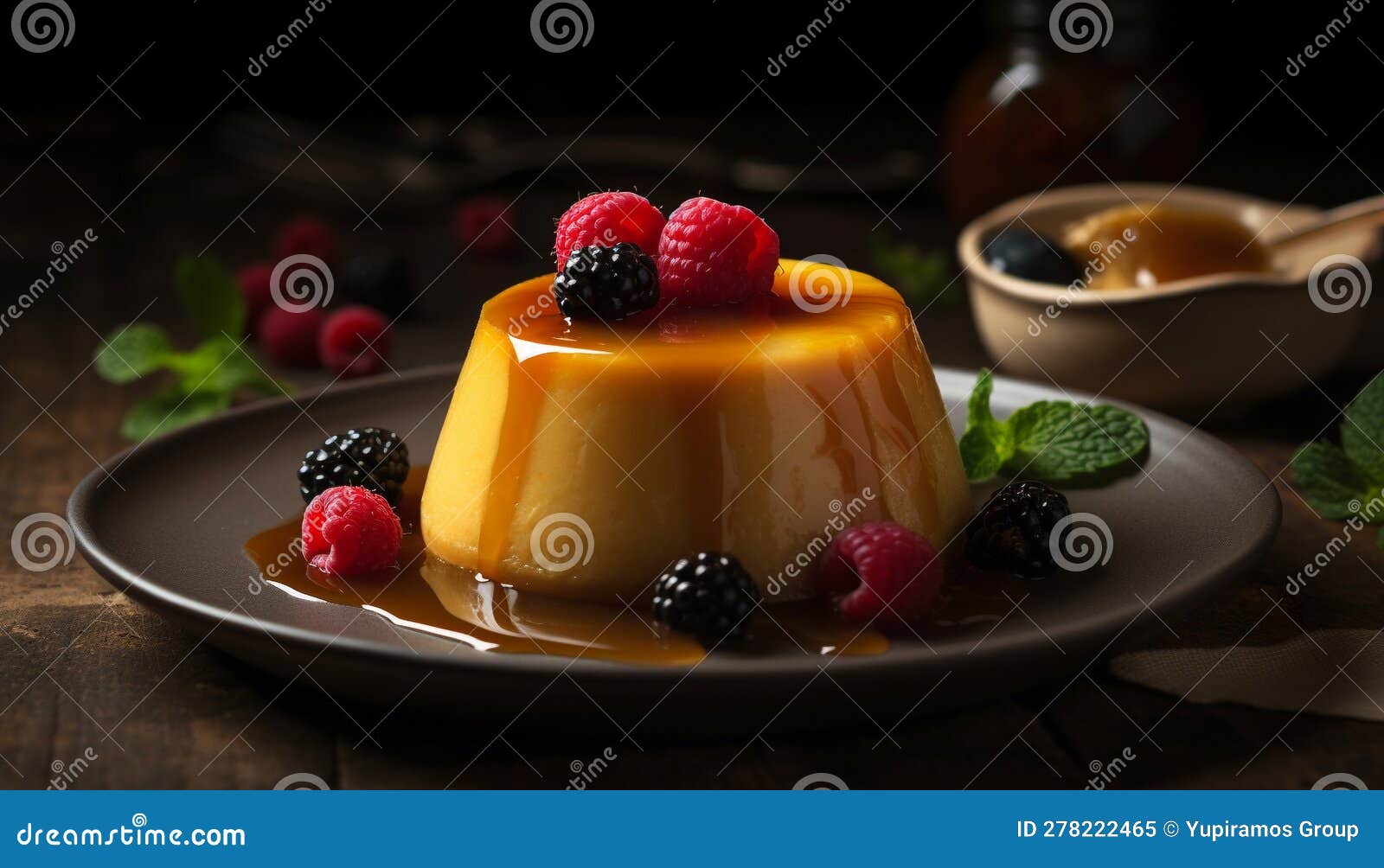 Gourmet Berry Cheesecake with Raspberry and Blueberry Sauce Generative