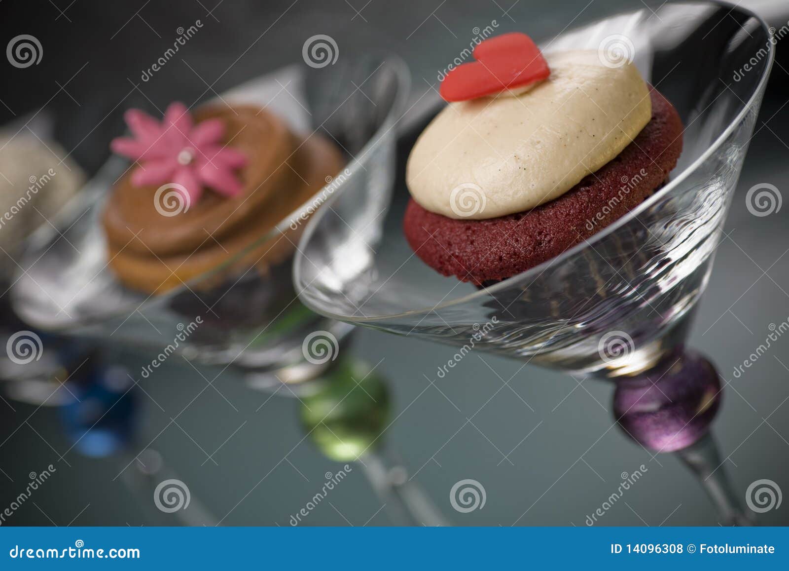 Gourmet Buttercream Cupcakes in Martini Glasses Stock Photo Image of