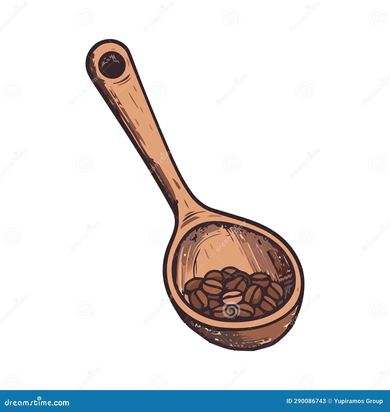 Gourmet Coffee Bean Spoon, Fresh and Organic Stock Illustration