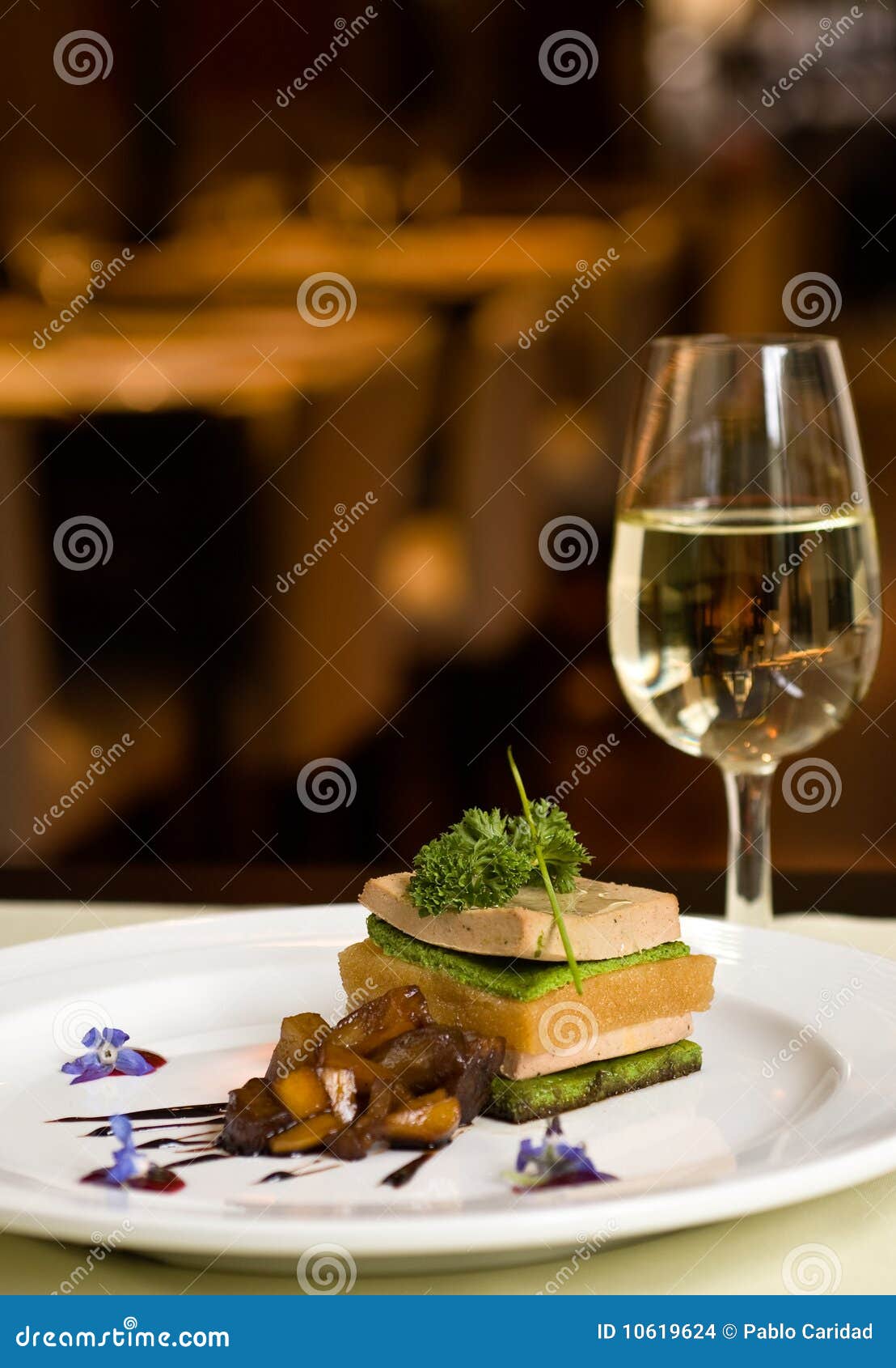 Gourmet Dish and White Wine. Stock Photo Image of meal, luxury 10619624