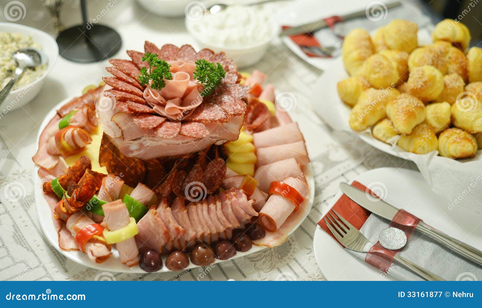 Gourmet Food, Table,cold Cuts Royalty Free Stock Photography Image