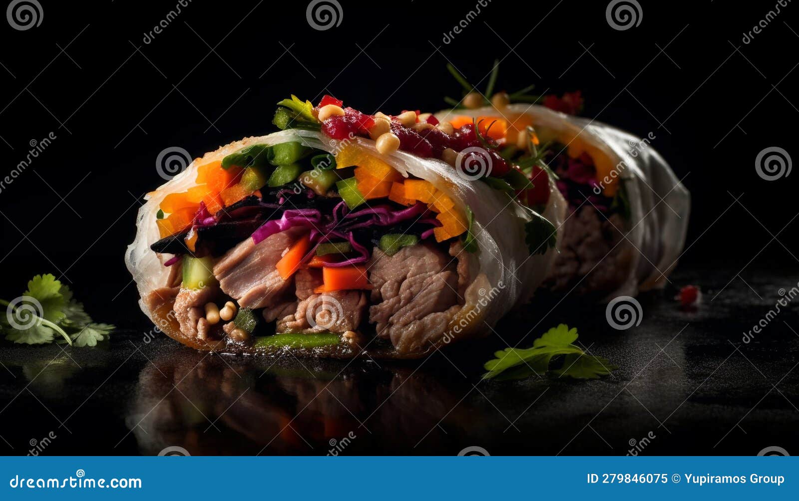 Gourmet Grilled Steak Sandwich with Fresh Vegetables on Flatbread