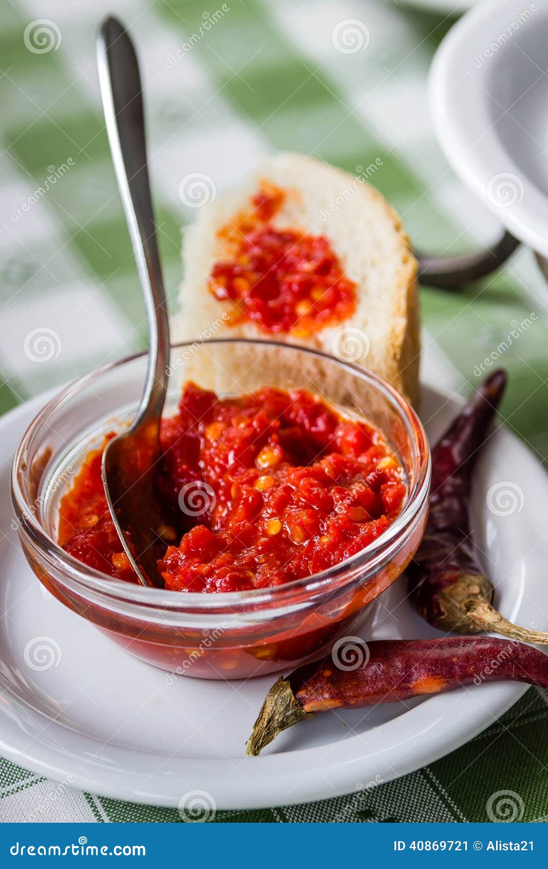 raken Amerika Klik Gourmet Hot Sauce Adjika with Chili Pepper on the Plate Stock Image - Image  of vegetable, vegetarian: 40869721