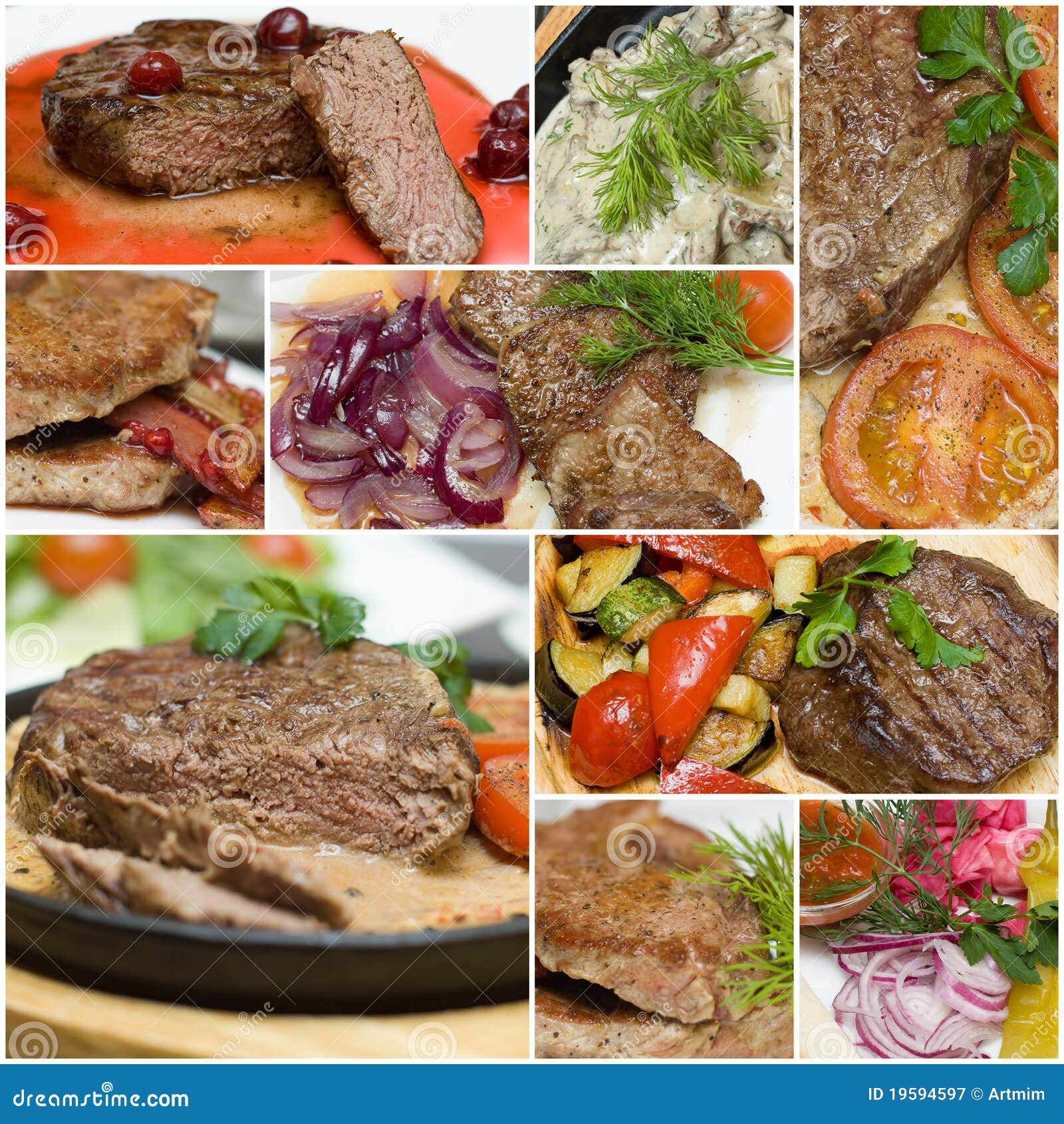 Gourmet Meat Collage Beef, Veal and Pork Stock Image Image of