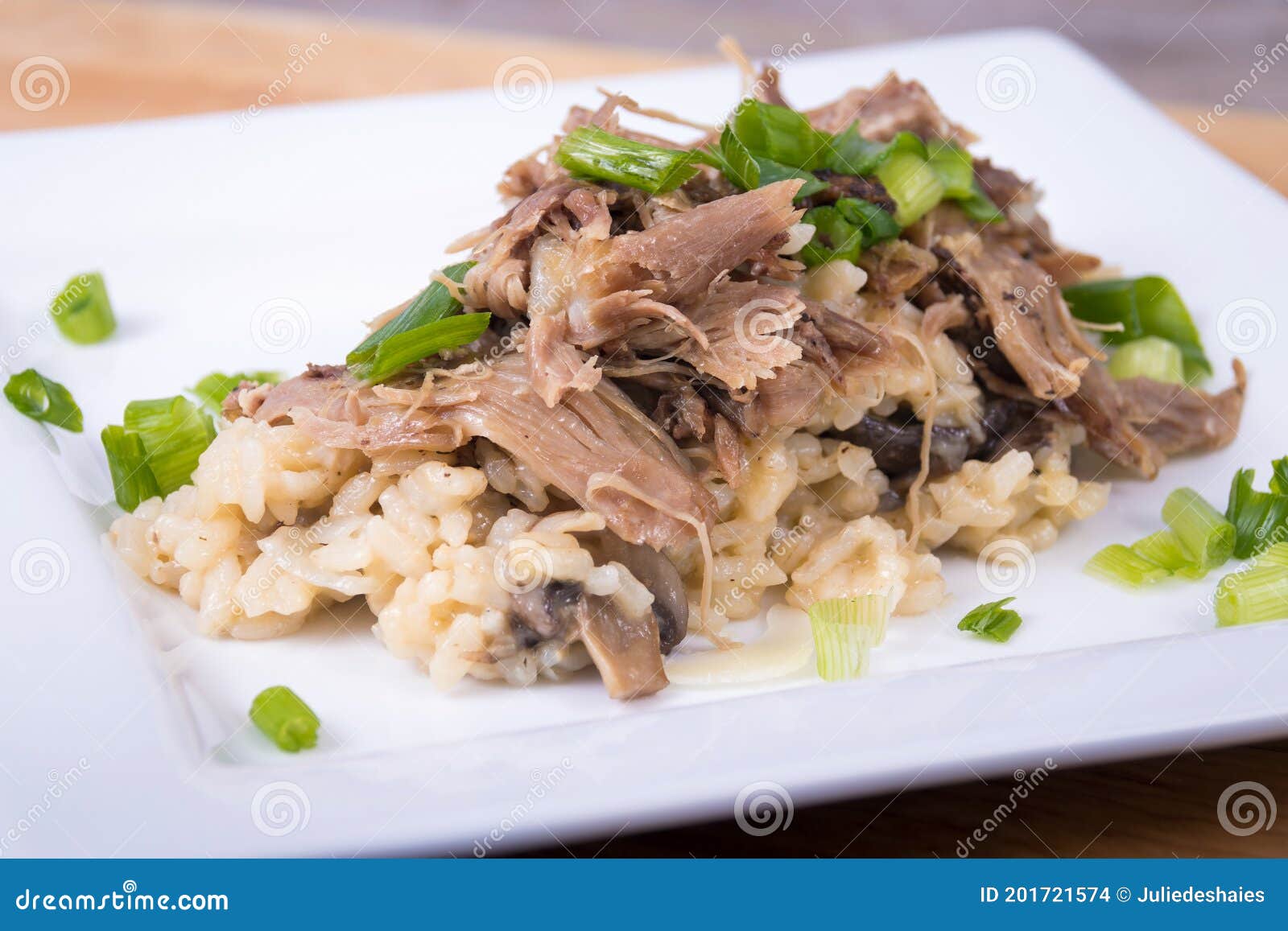 Mushroom Creamy Risotto with Duck Meat on Top Stock Photo Image of