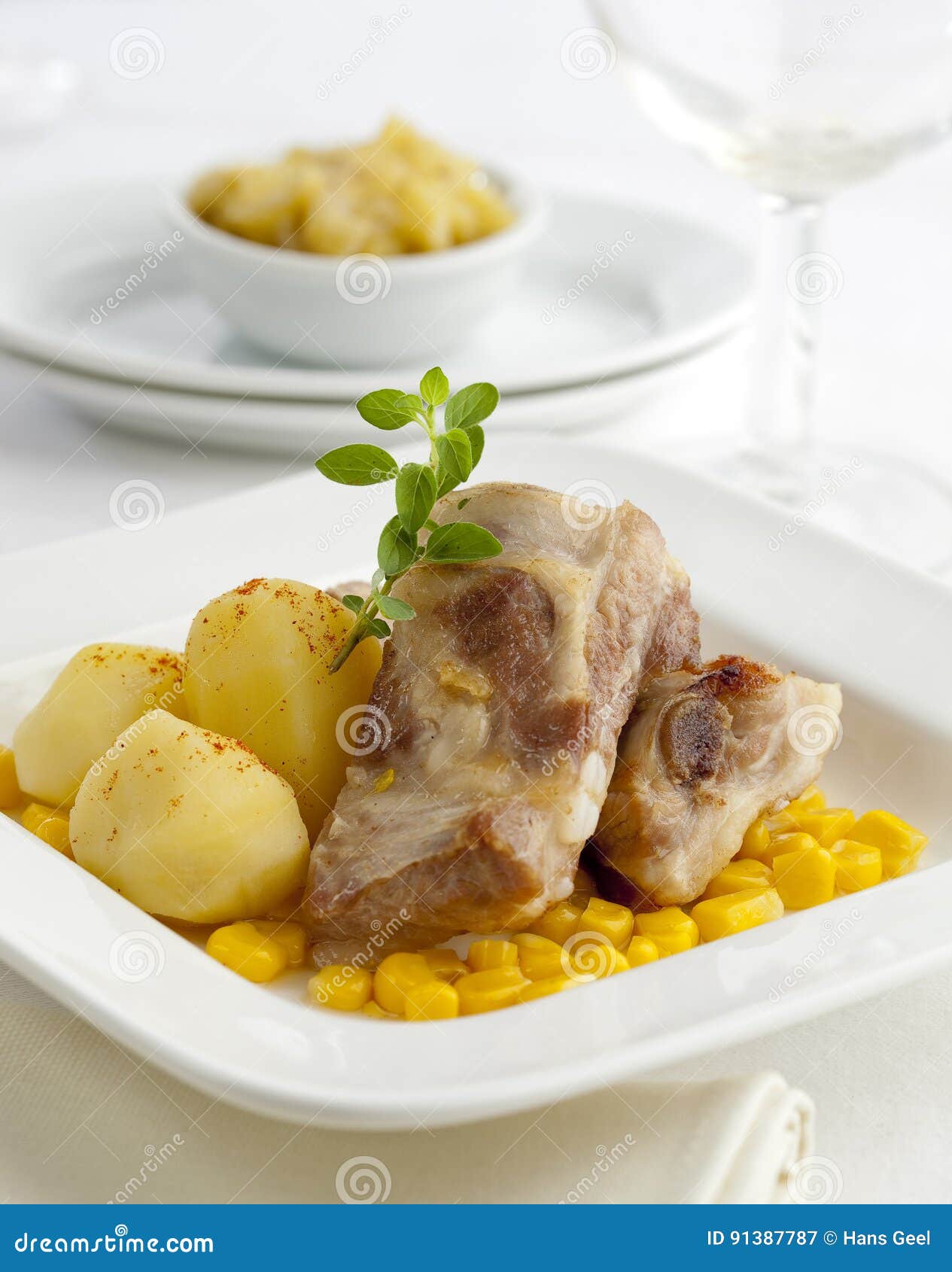 Gourmet pork ribs stock image. Image of white, grilled 91387787