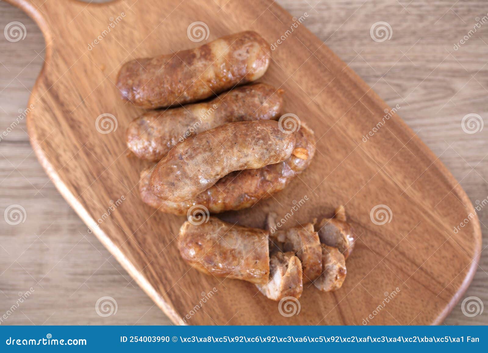 Gourmet Pork Sausage on Cutting Board Stock Photo Image of greedy