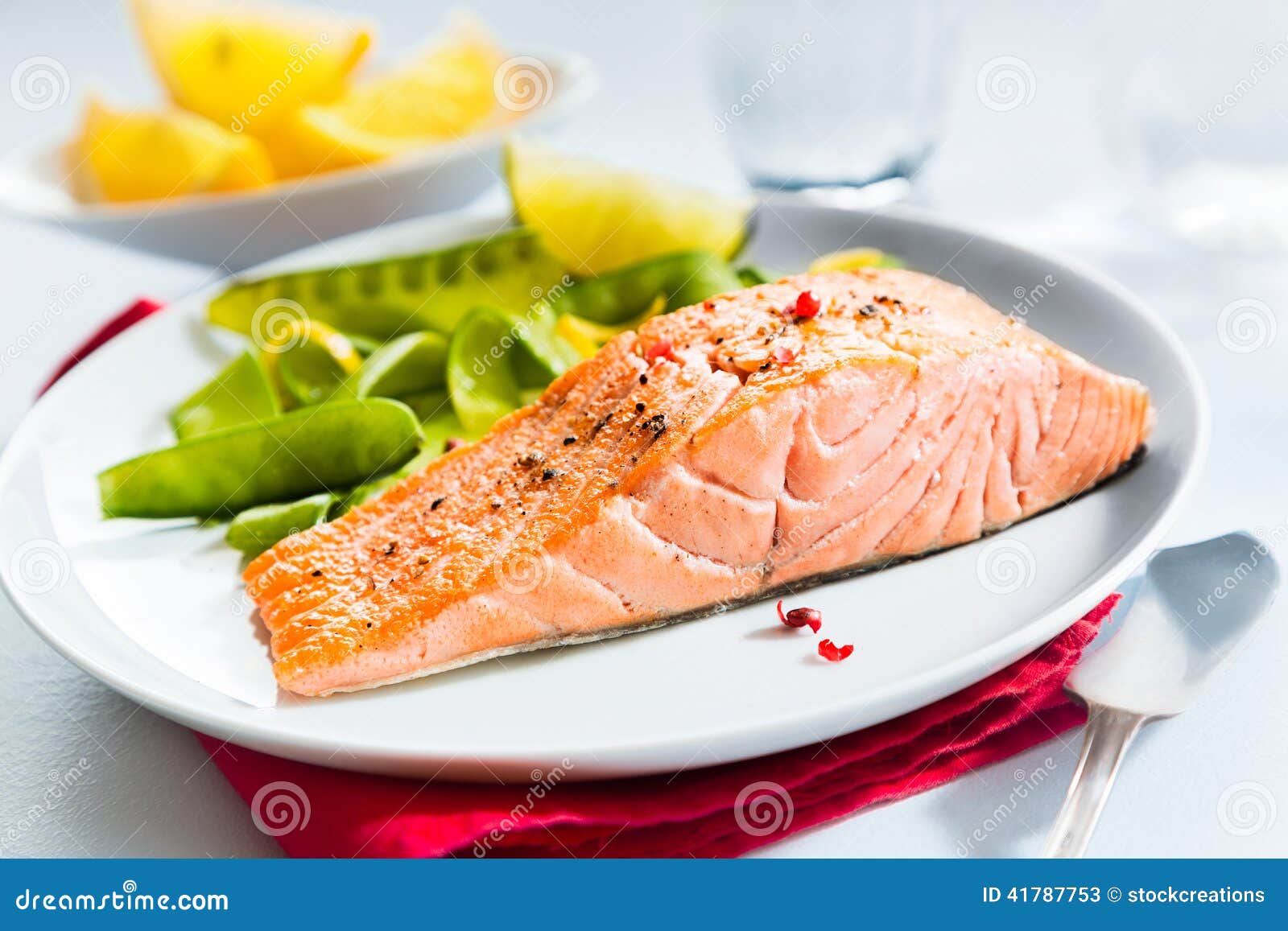 gourmet seafood meal of grilled salmon