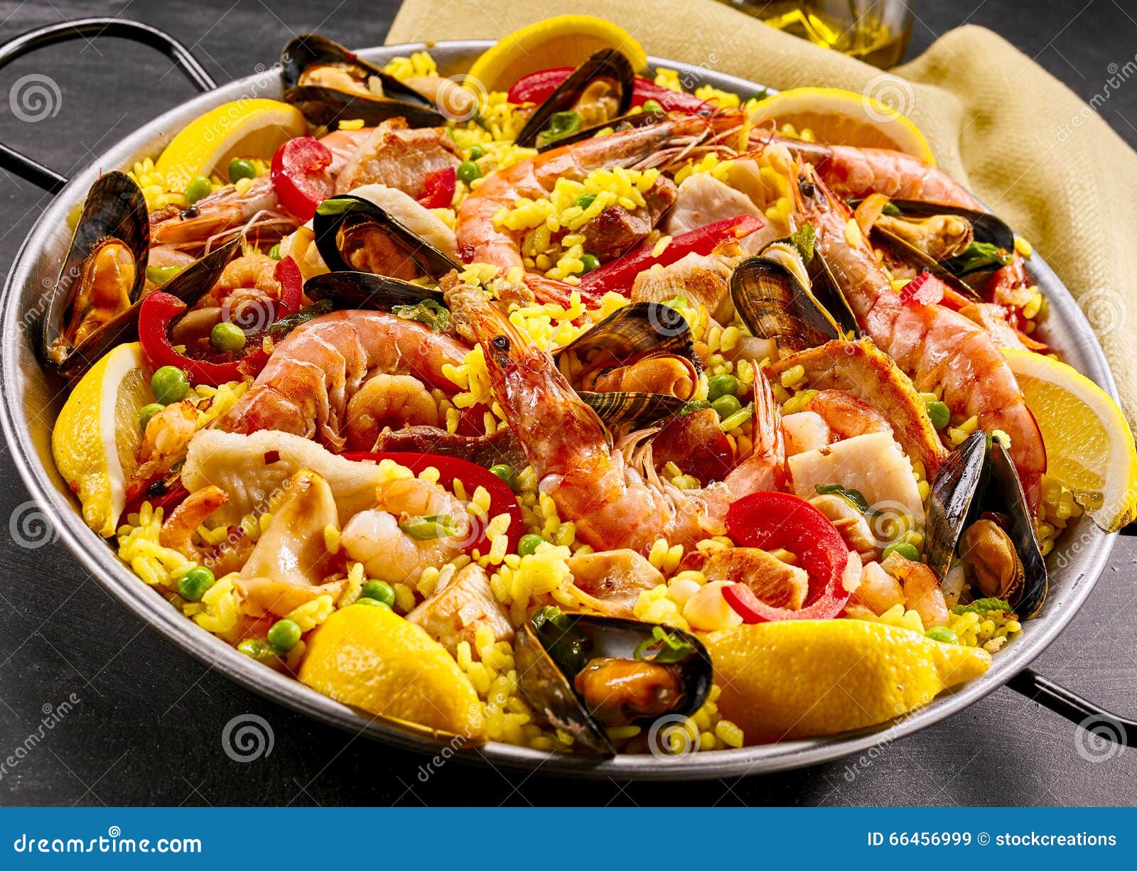  Gourmet Seafood Paella With Prawns And Mussels Stock Image 