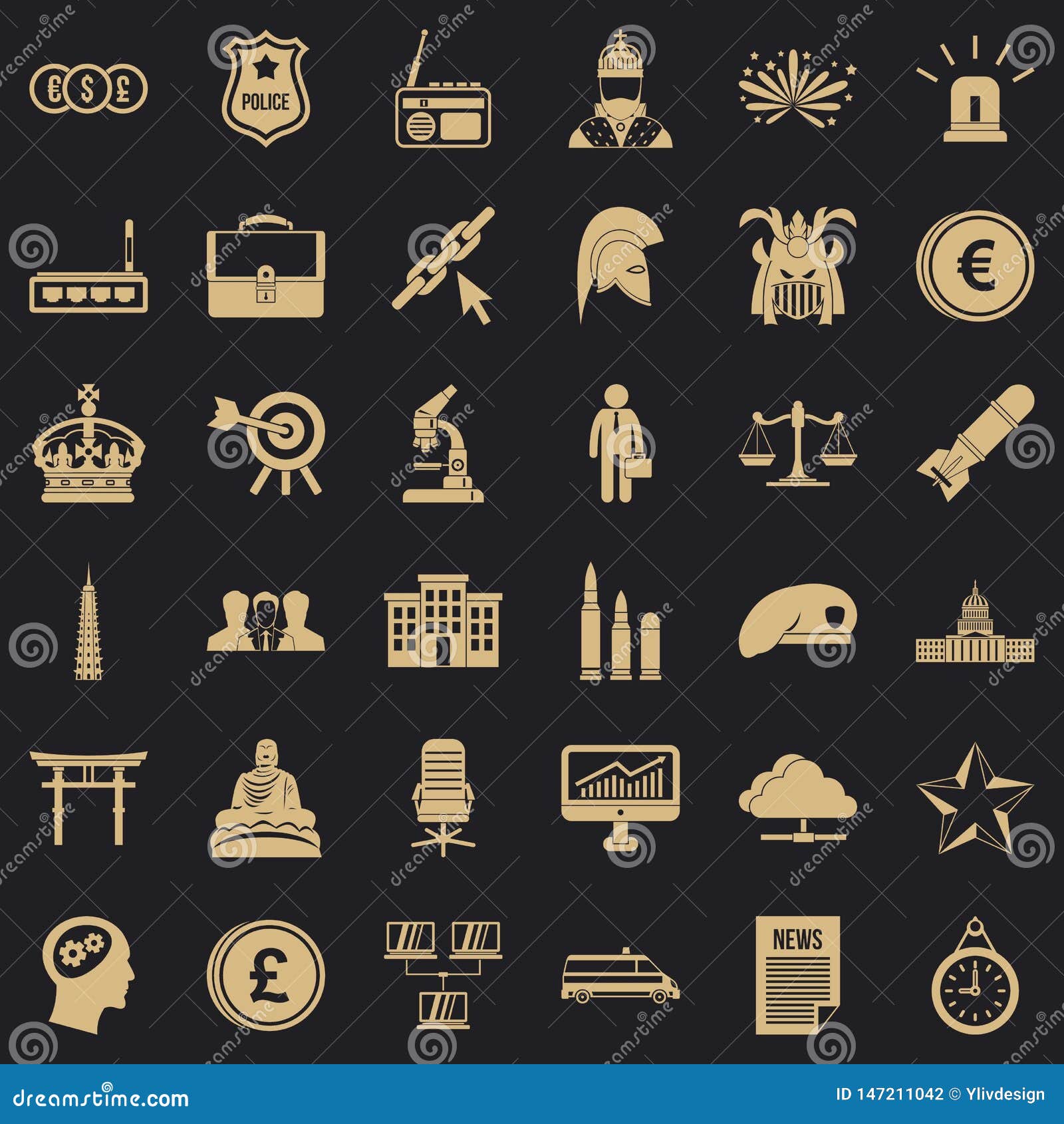 goverment icons set, simple style