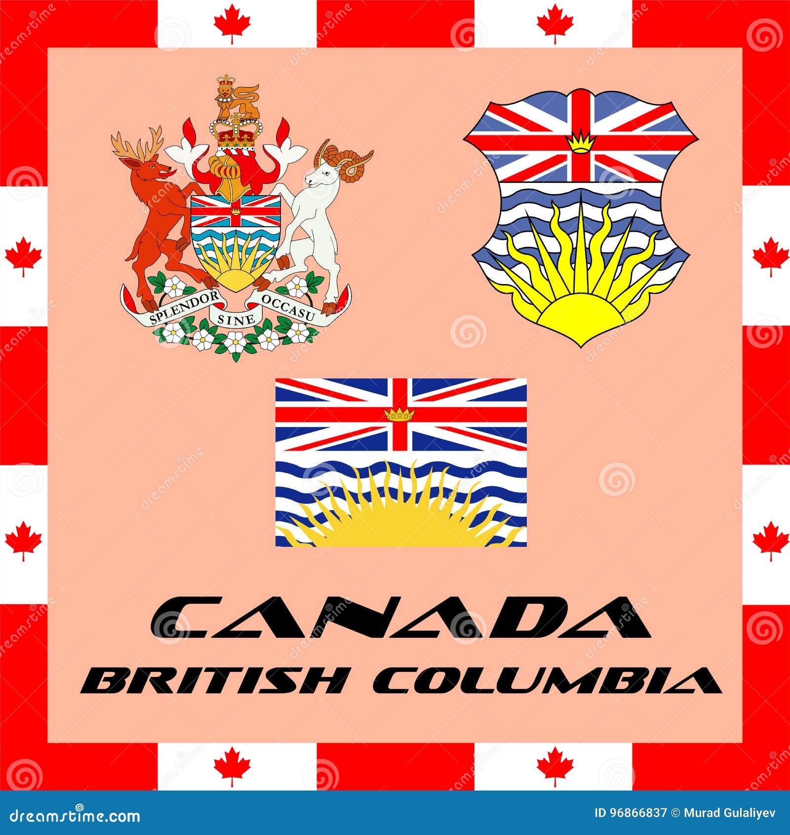Government Elements of Canada British Columbia Stock Illustration