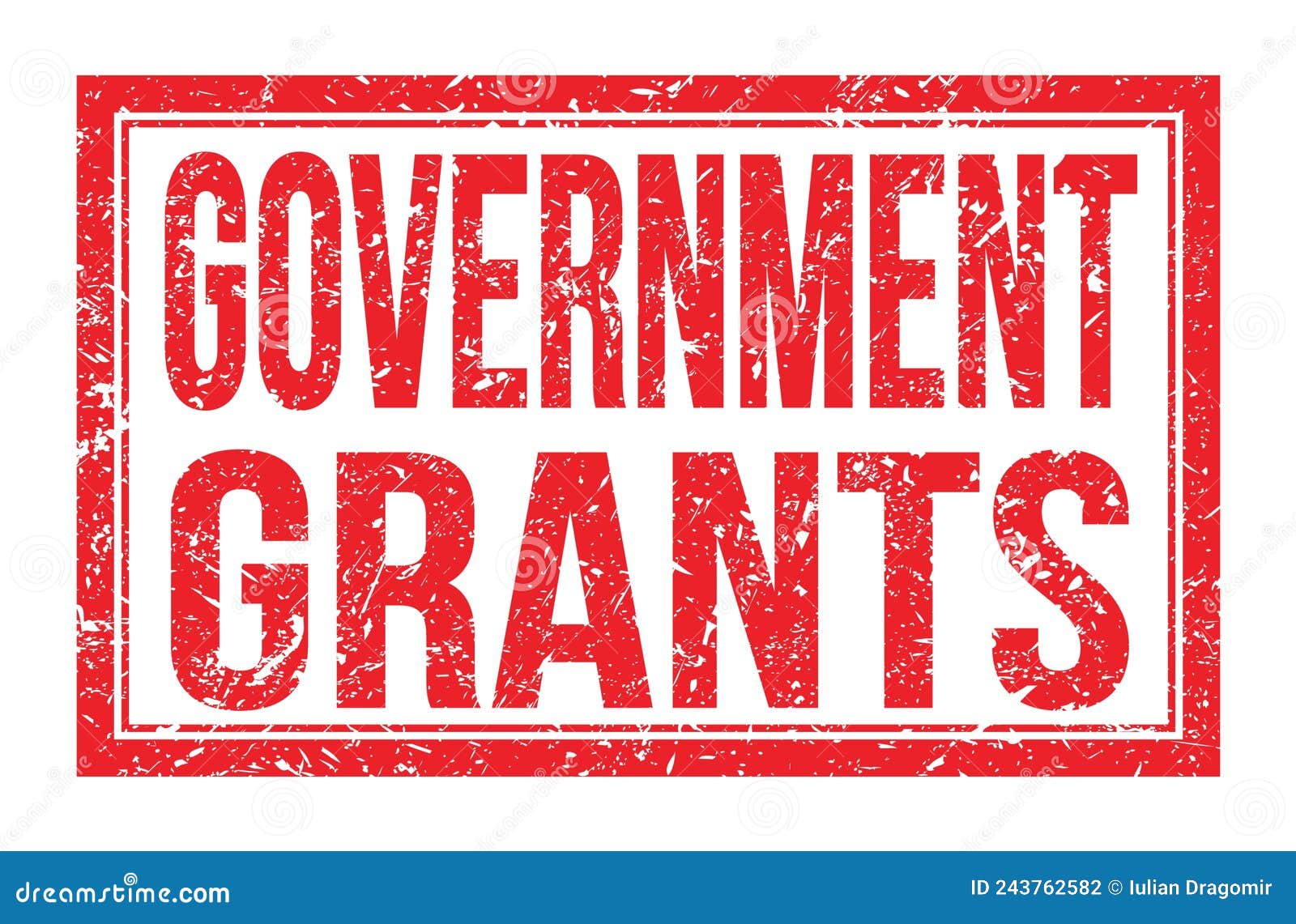 GOVERNMENT GRANTS, Words on Red Rectangle Stamp Sign Stock Illustration