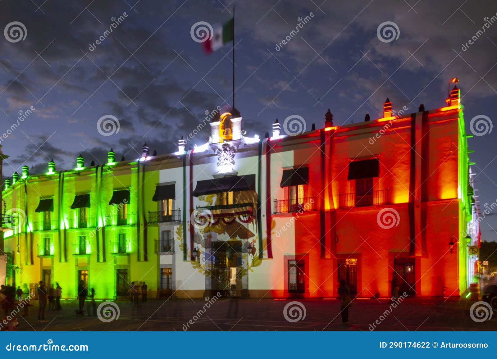 government palace of queretaro city is illuminated for the celebration of mexican independence