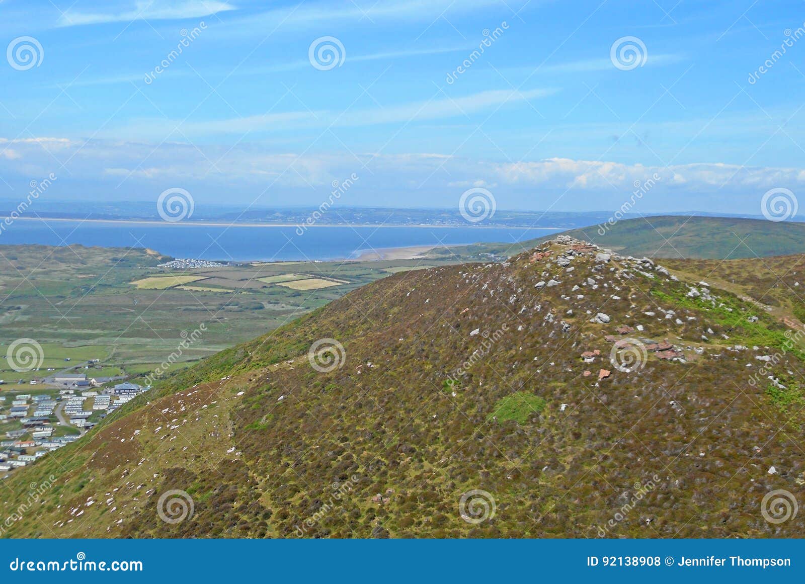 Gower Peninsular, Wales stock photo. Image of paraglider 92138908