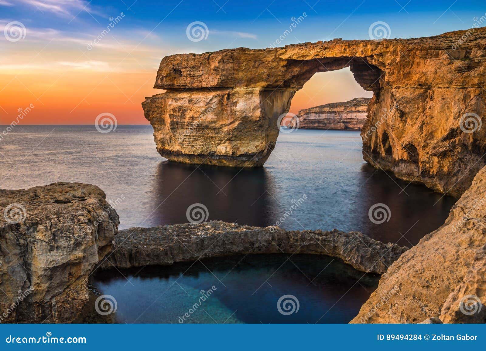 gozo, malta - the beautiful azure window, a natural arch